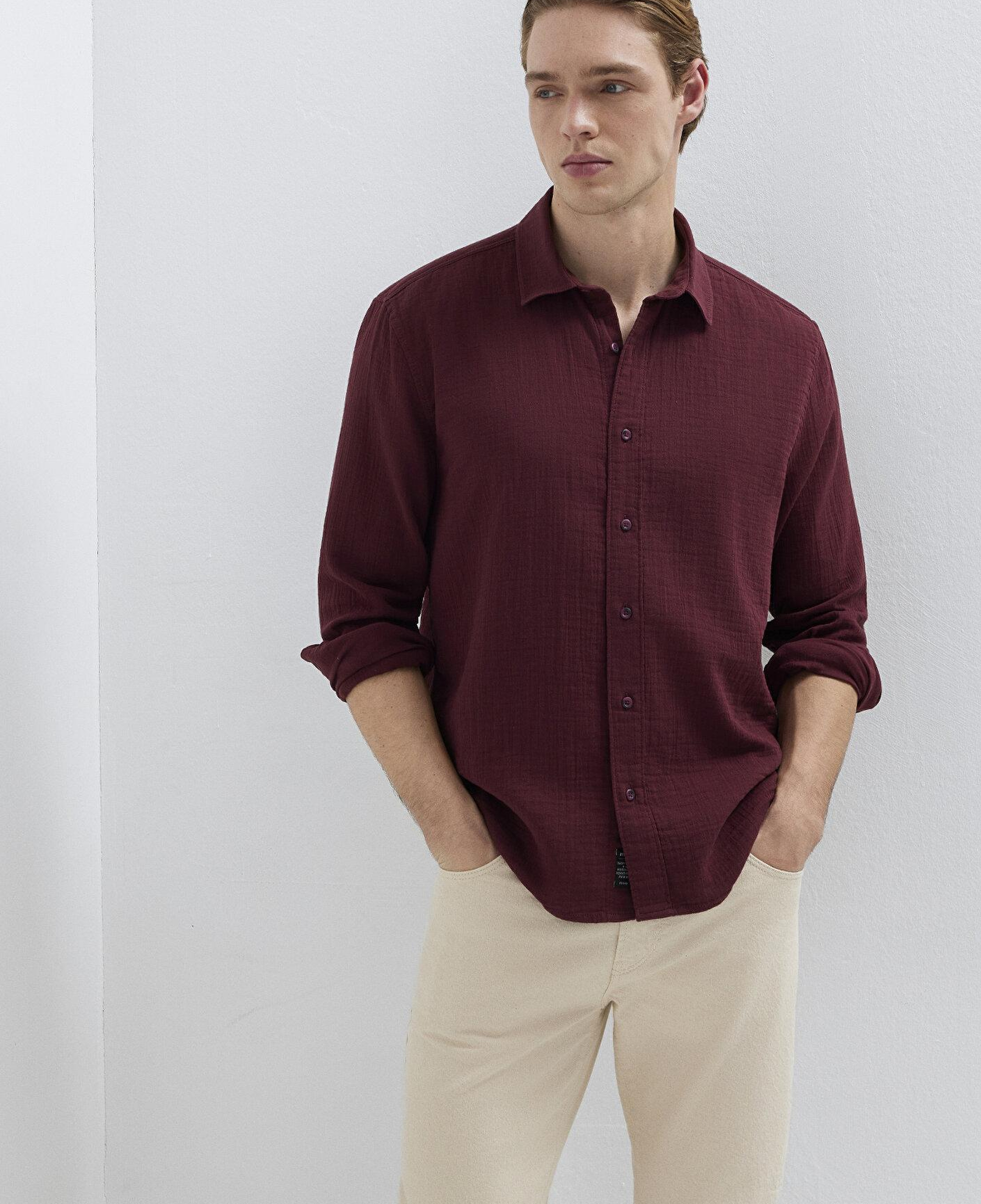 Mavi Bordo Gömlek Regular Fit / Normal Kesim 0211518-70426