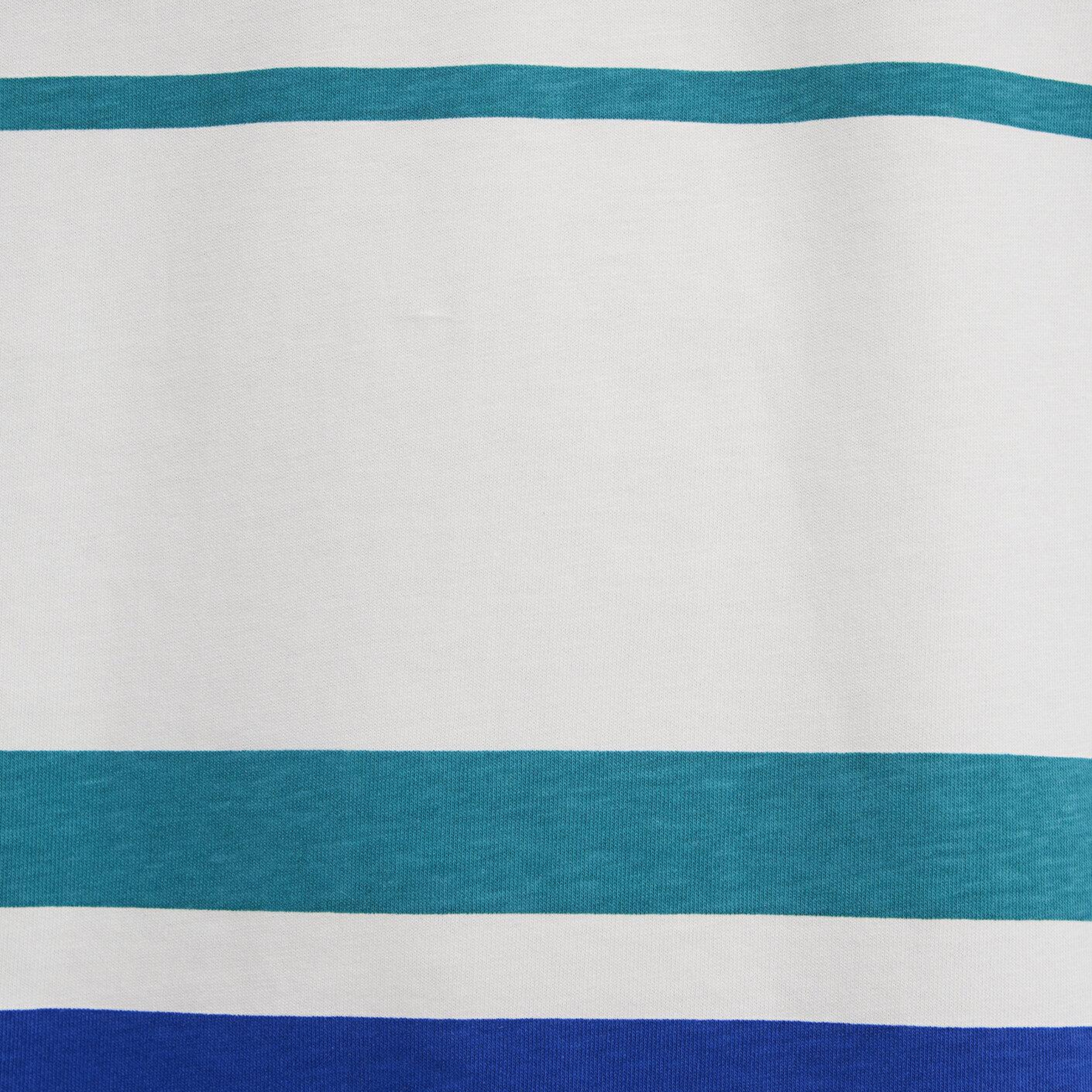 Mavi Blok Çizgili Ekru Tişört Oversize / Geniş Kesim 0613331-70057