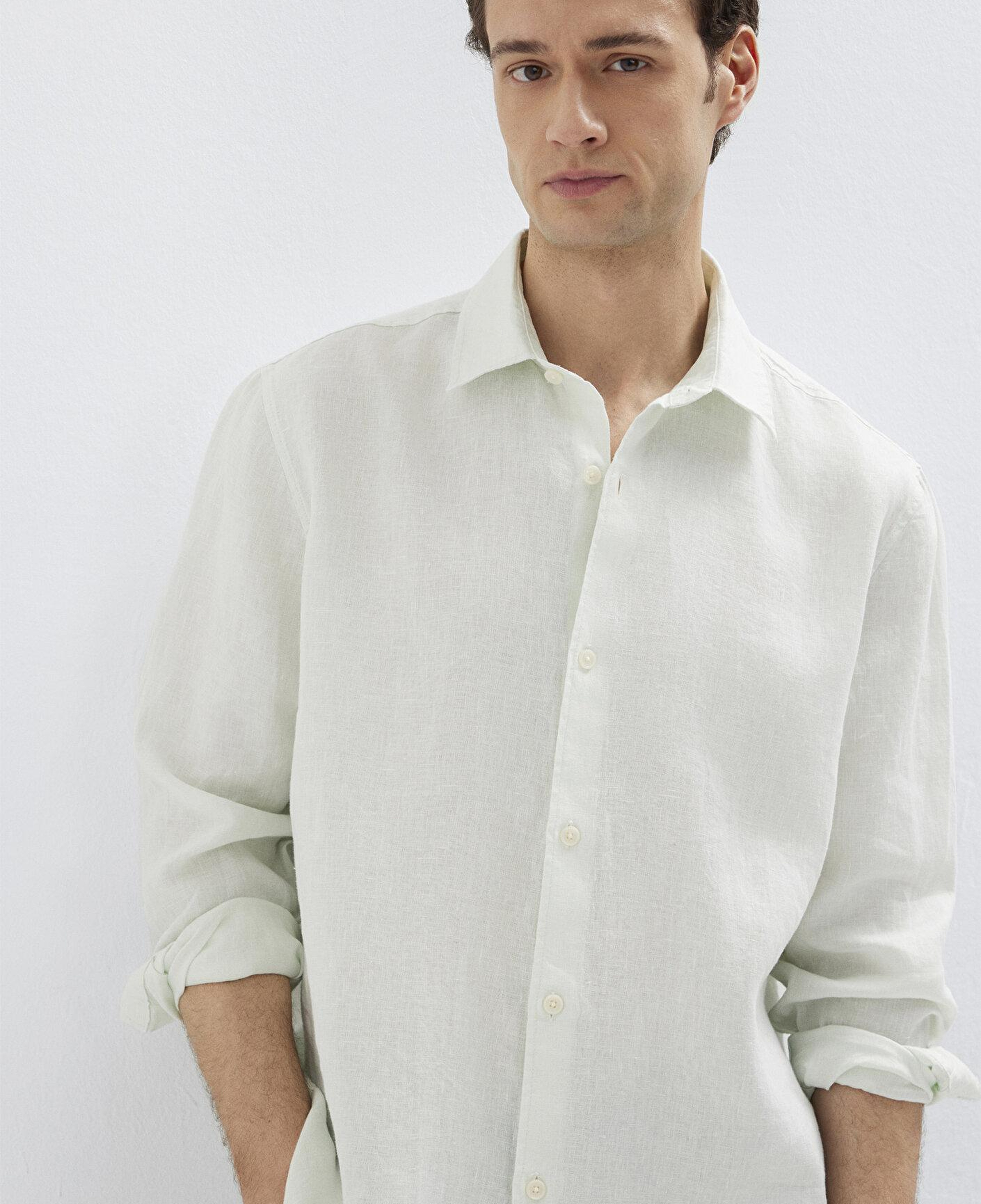 Mavi Keten Karışımlı Yeşil Gömlek Regular Fit / Normal Kesim 0211957-71647