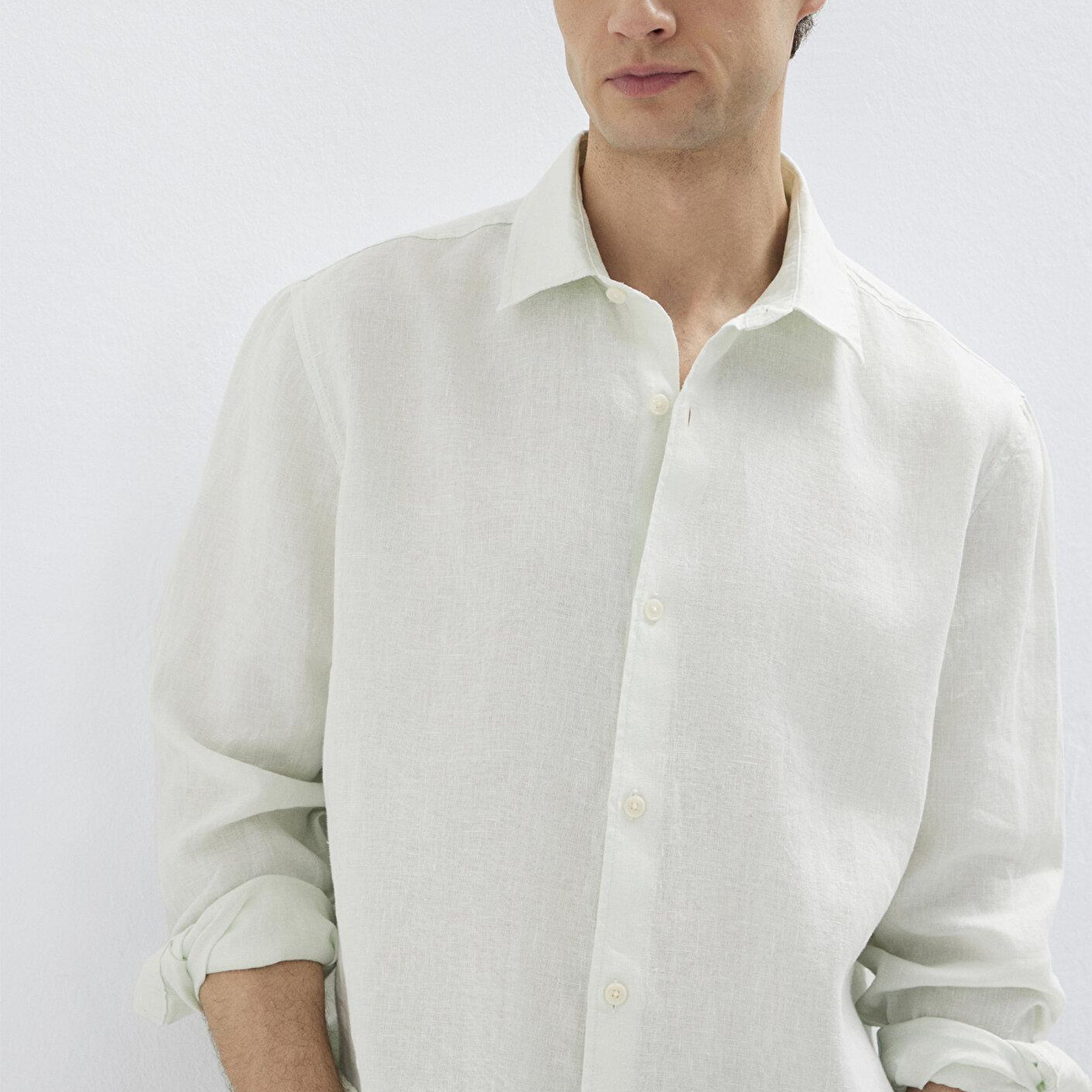 Mavi Keten Karışımlı Yeşil Gömlek Regular Fit / Normal Kesim 0211957-71647