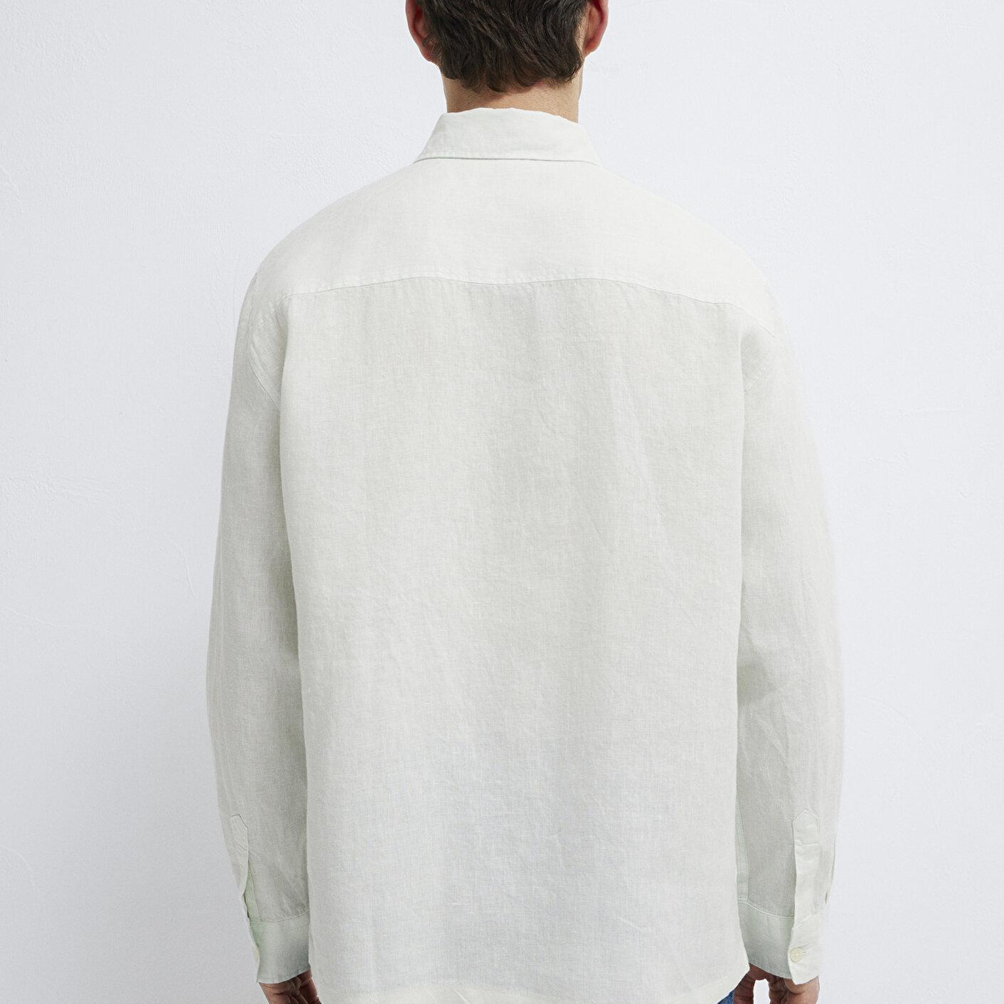 Mavi Keten Karışımlı Yeşil Gömlek Regular Fit / Normal Kesim 0211957-71647