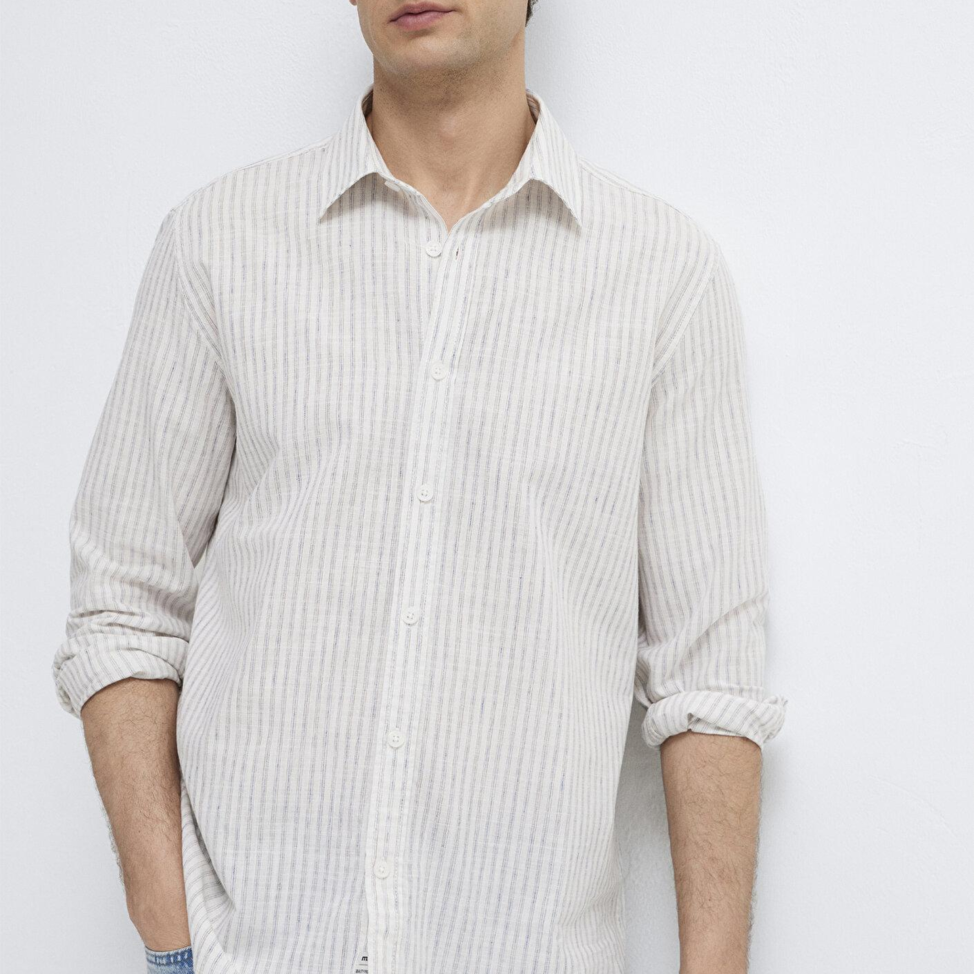 Mavi Keten Karışımlı Ekru Gömlek Regular Fit / Normal Kesim 0212004-91559