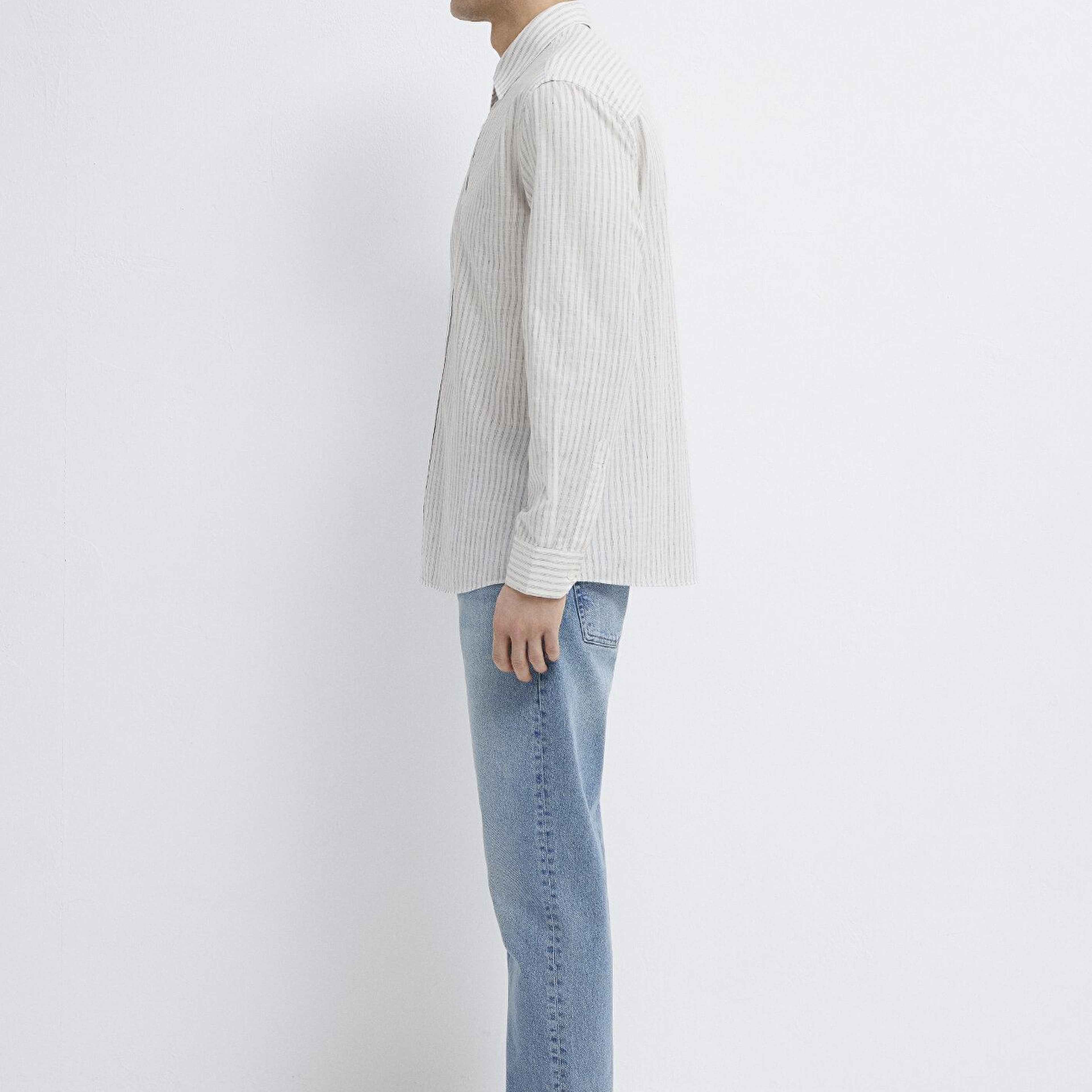 Mavi Keten Karışımlı Ekru Gömlek Regular Fit / Normal Kesim 0212004-91559