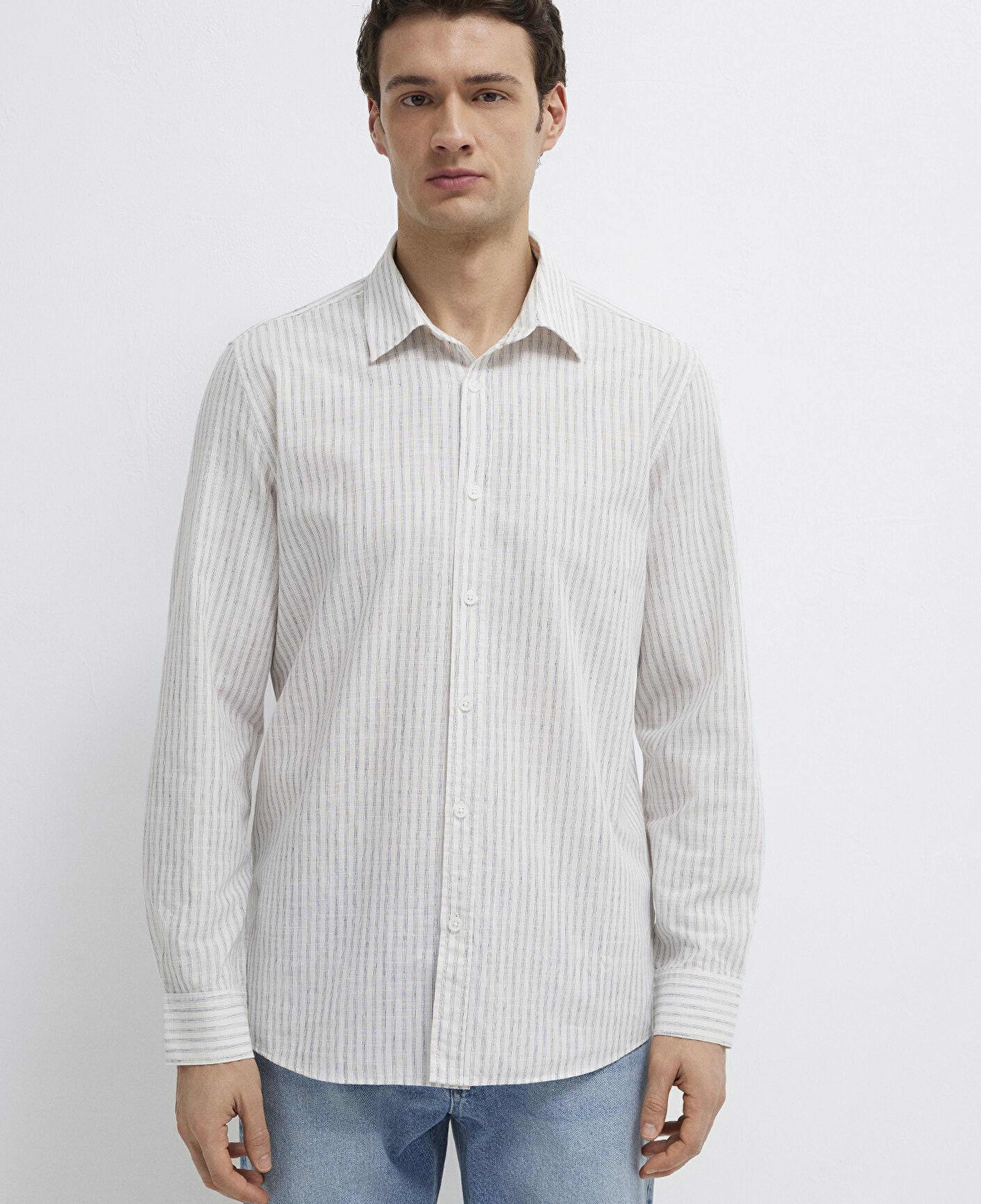 Mavi Keten Karışımlı Ekru Gömlek Regular Fit / Normal Kesim 0212004-91559