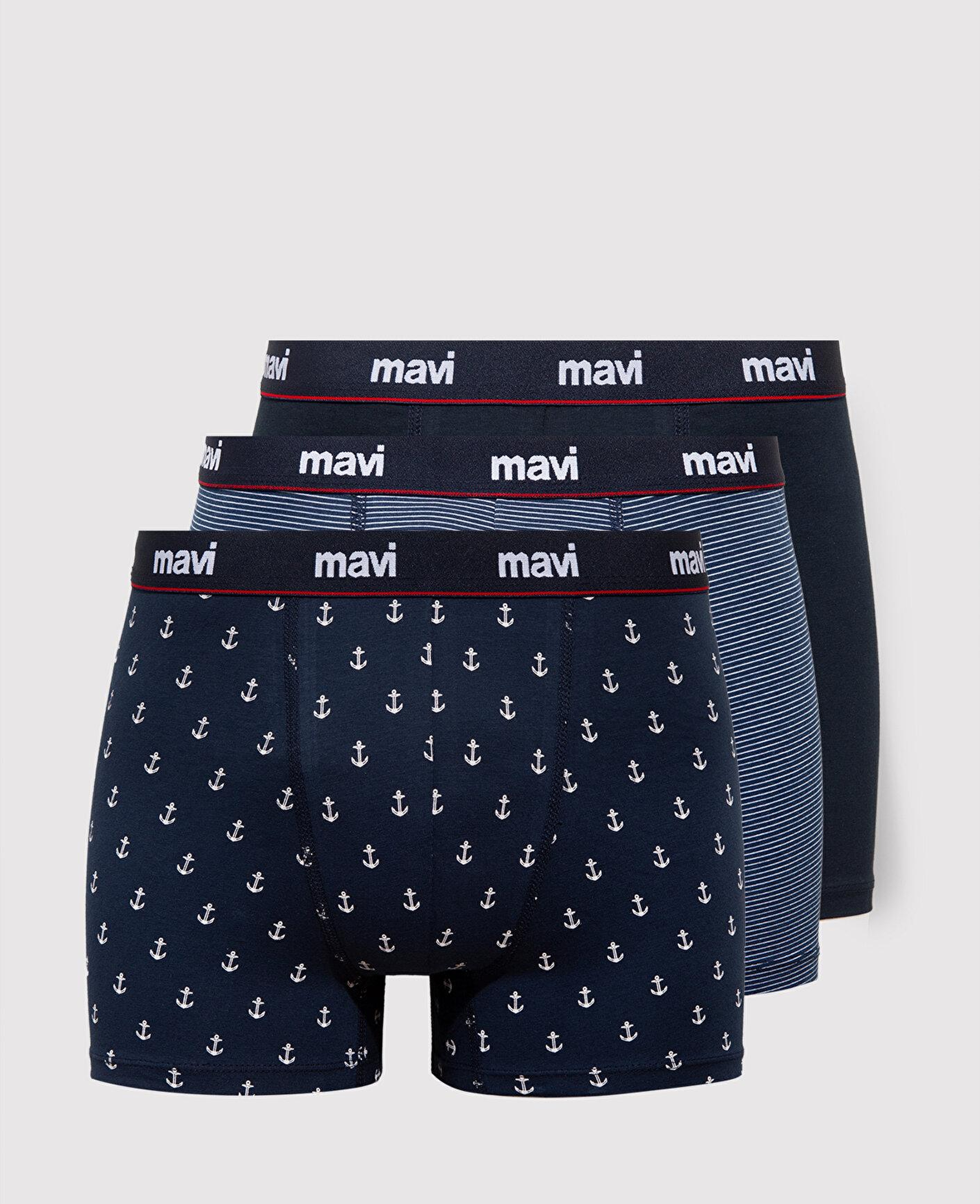 Mavi 3lü Baskılı Lacivert Boxer 0912348-30717