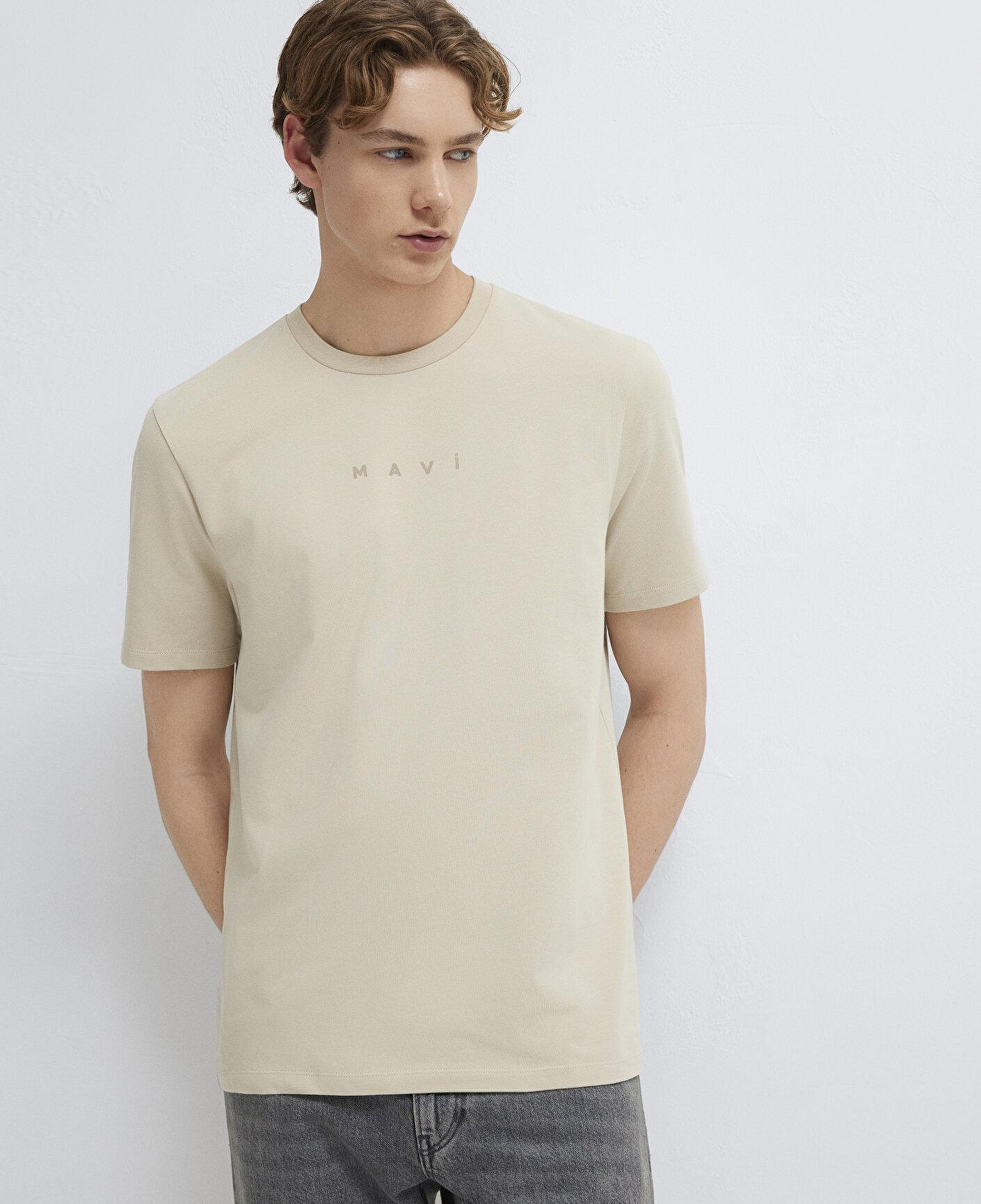 Mavi Mavi Logo Baskılı Bej Tişört Regular Fit / Normal Kesim 0613305-70322
