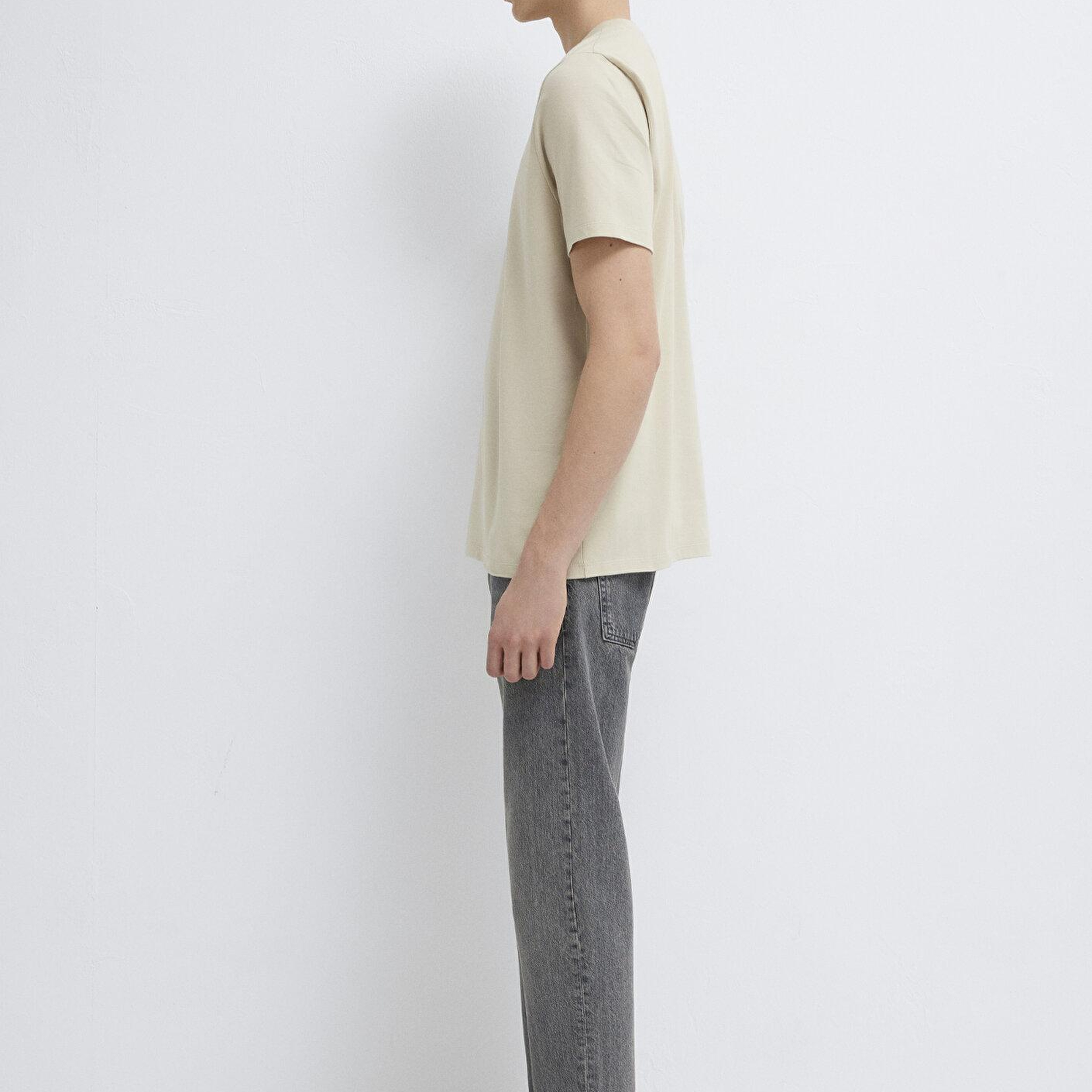 Mavi Mavi Logo Baskılı Bej Tişört Regular Fit / Normal Kesim 0613305-70322