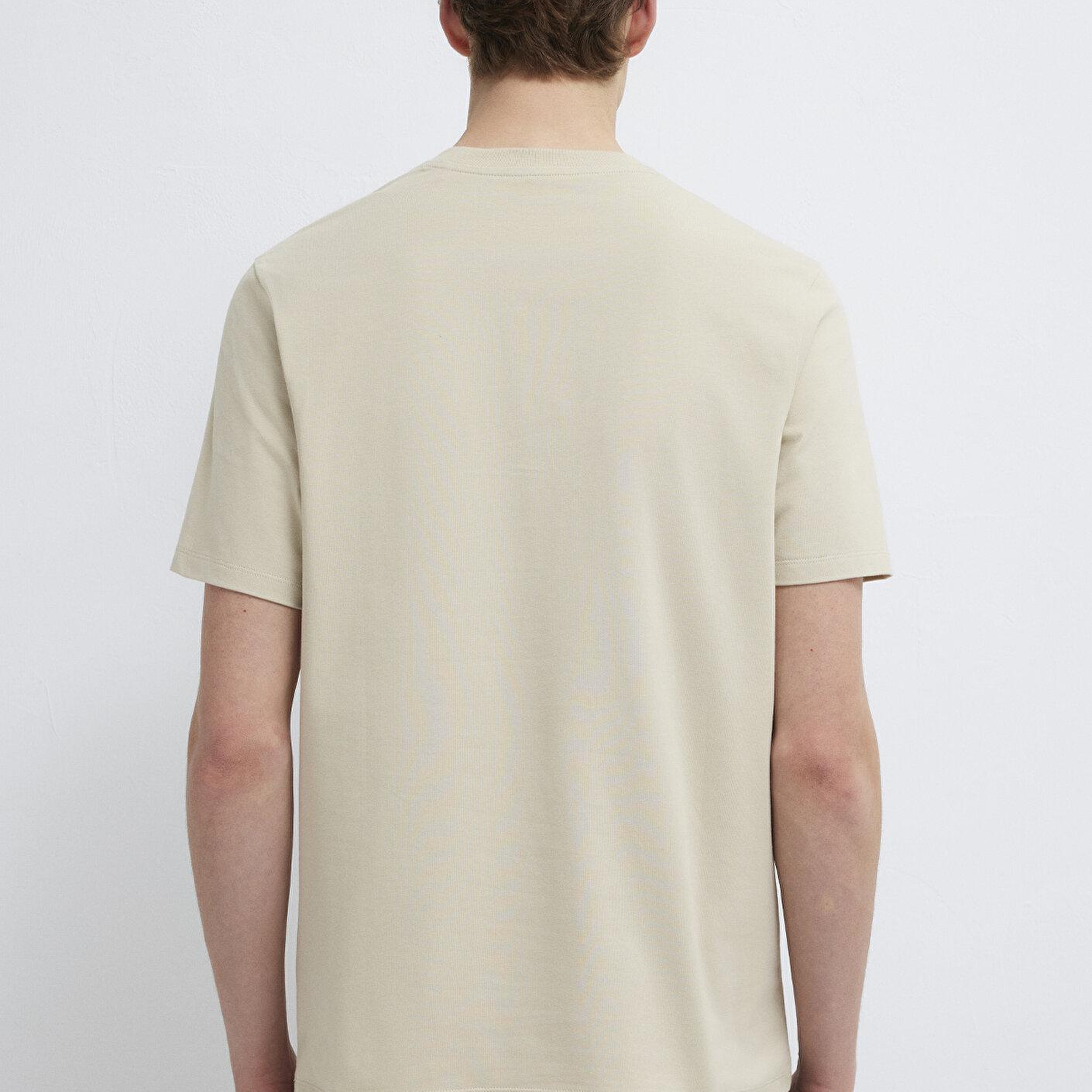 Mavi Mavi Logo Baskılı Bej Tişört Regular Fit / Normal Kesim 0613305-70322