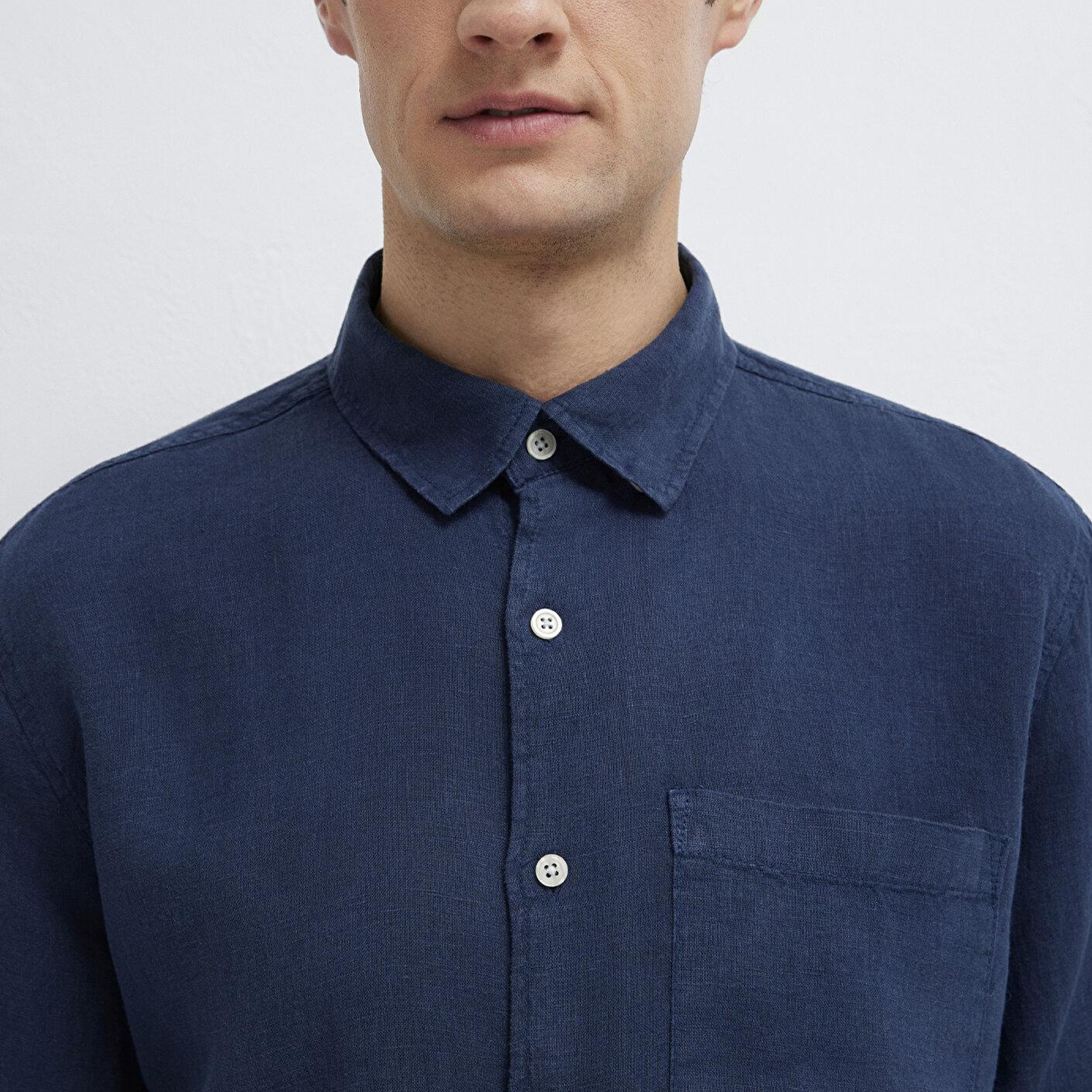 Mavi Keten Karışımlı Lacivert Gömlek Regular Fit / Normal Kesim 0211472-82318