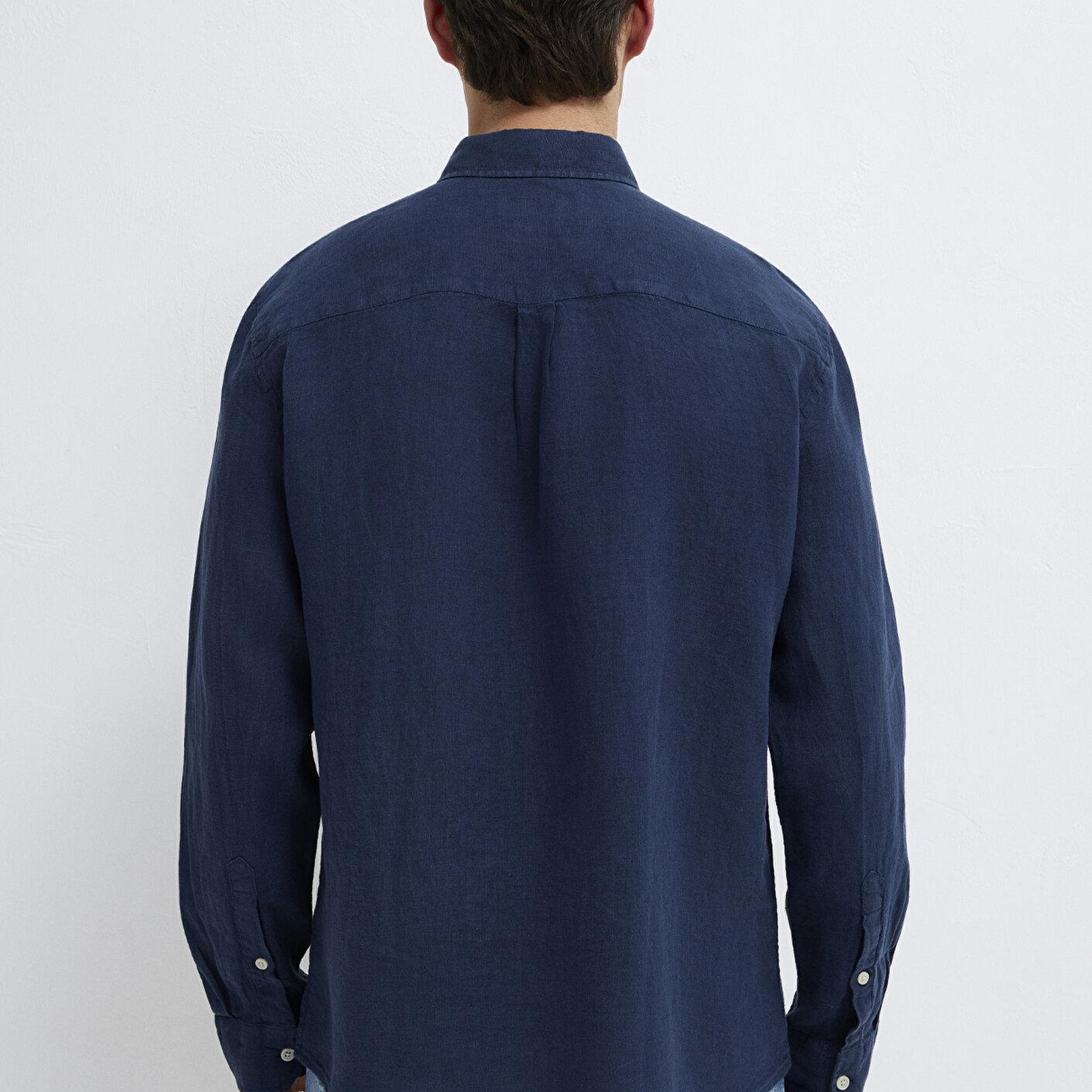 Mavi Keten Karışımlı Lacivert Gömlek Regular Fit / Normal Kesim 0211472-82318