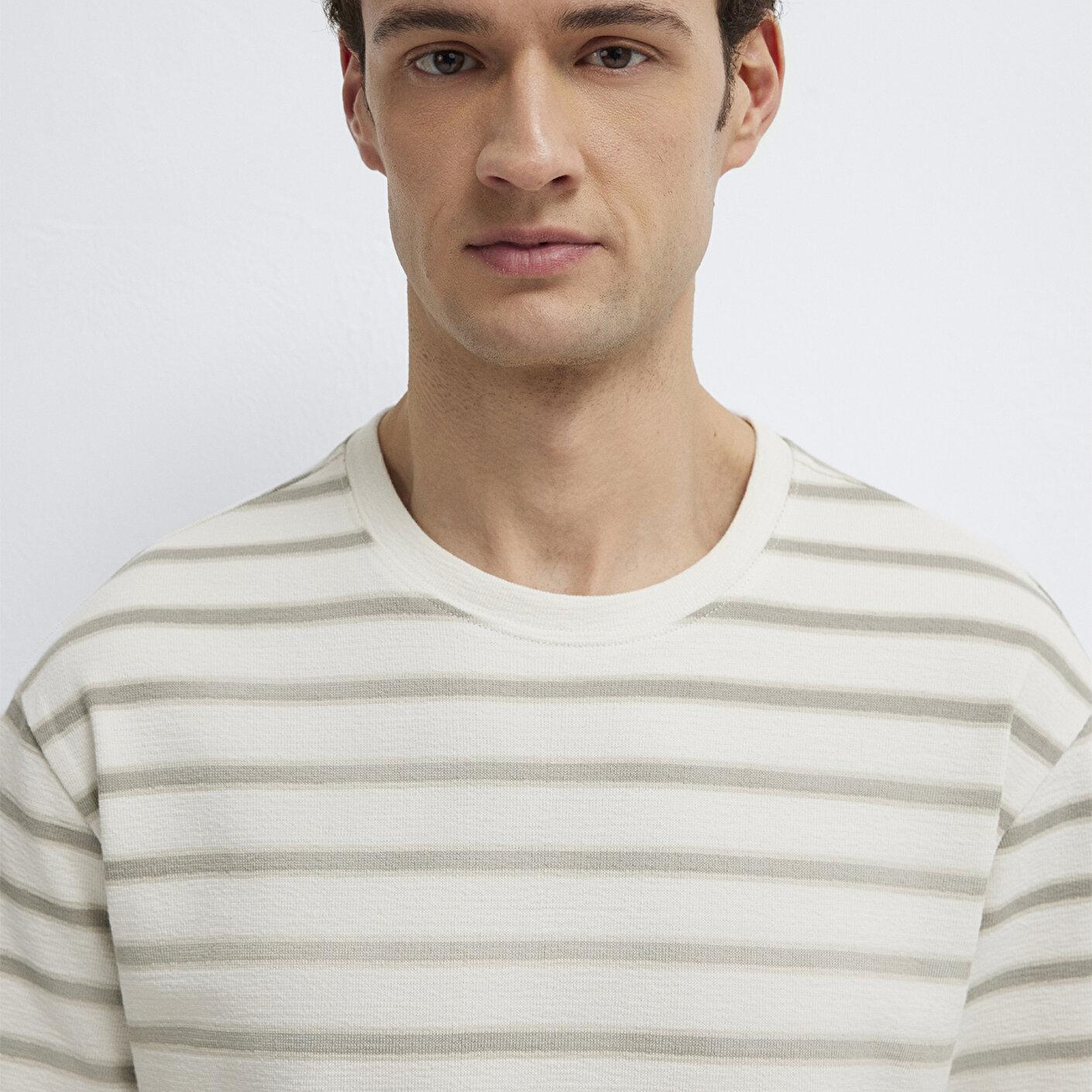 Mavi Kahverengi Tişört Loose Fit / Bol Rahat Kesim 0613343-70352