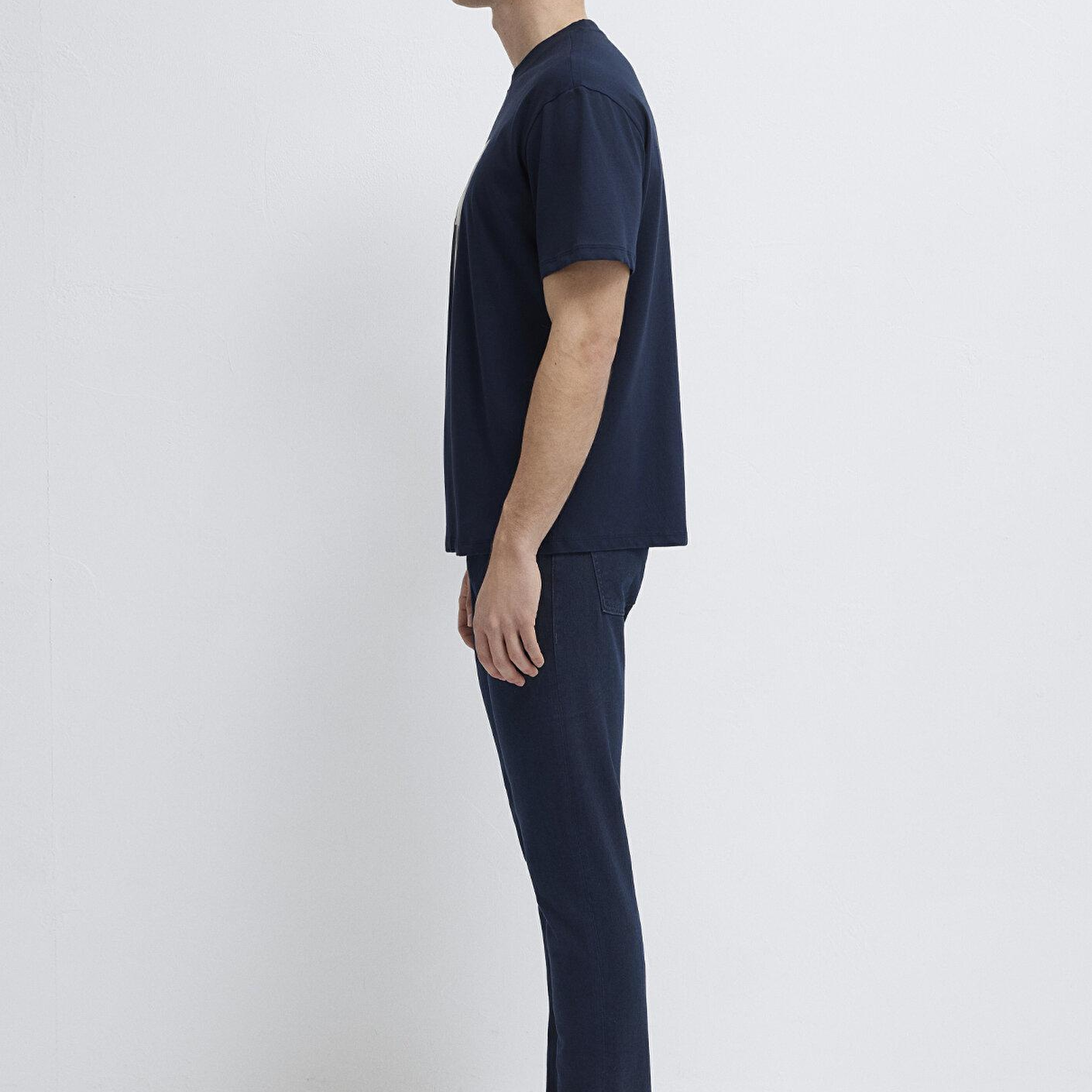 Mavi Baskılı Lacivert Tişört Loose Fit / Bol Rahat Kesim 0613602-86623