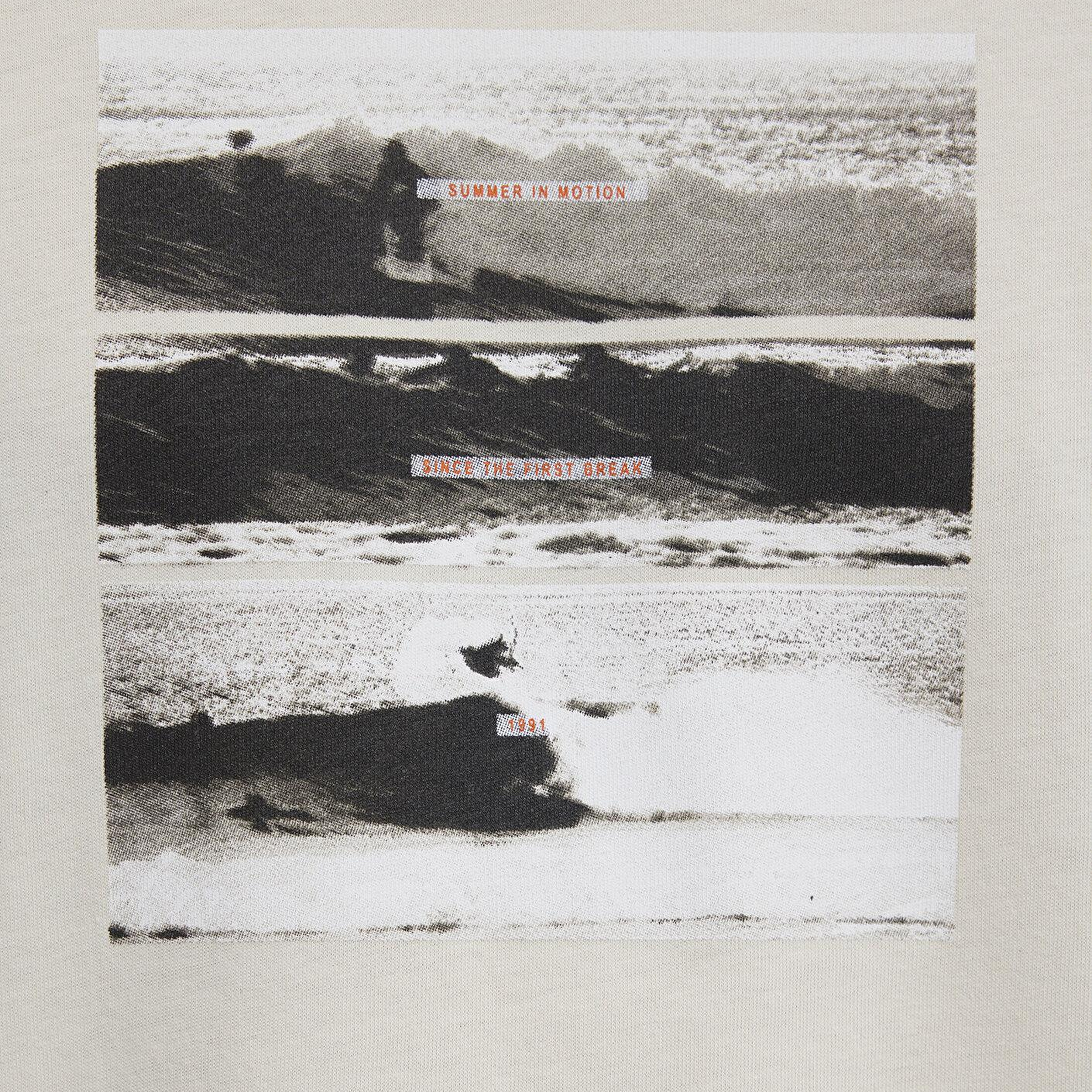 Mavi Baskılı Bej Tişört Loose Fit / Bol Rahat Kesim 0613630-70134