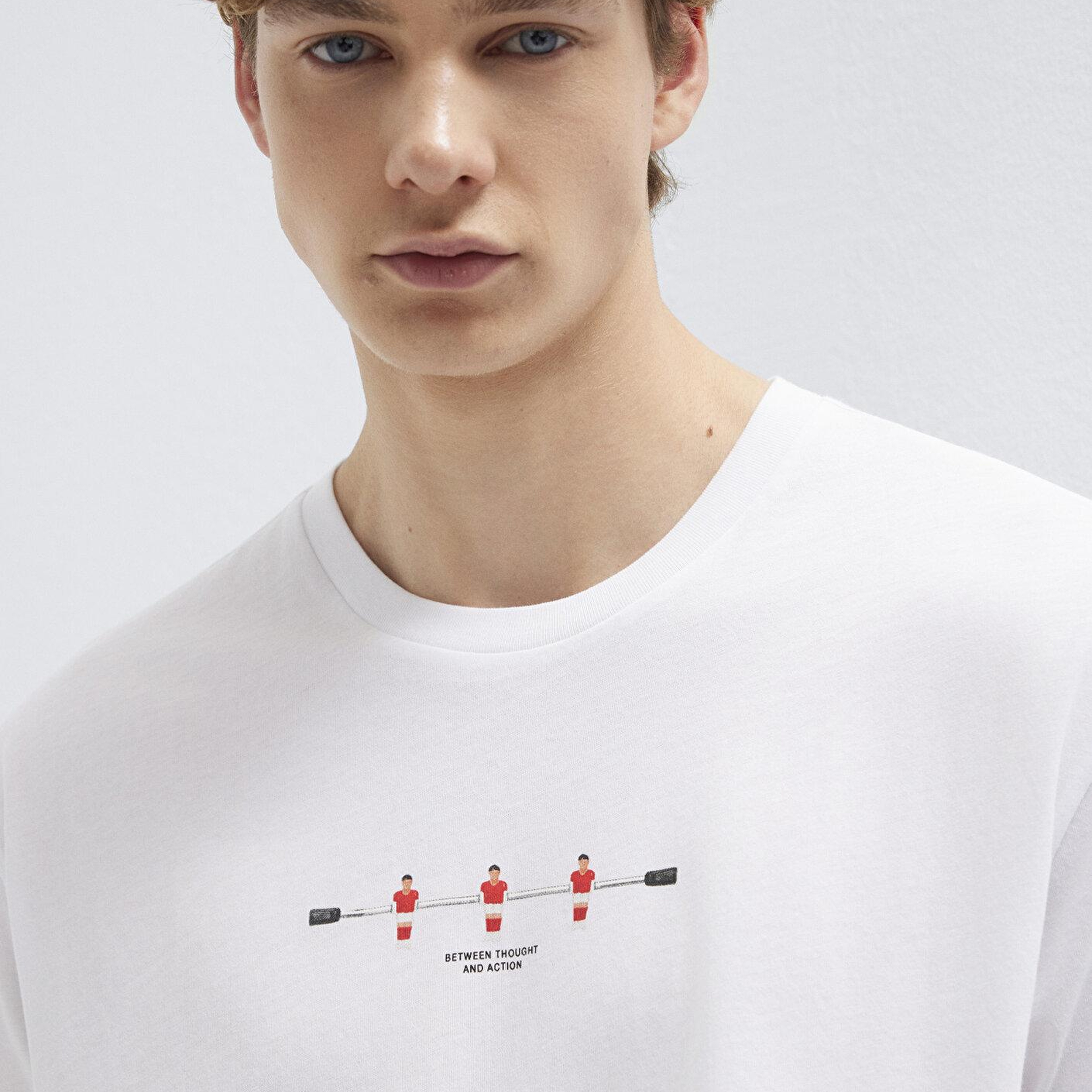 Mavi Baskılı Beyaz Tişört Loose Fit / Bol Rahat Kesim 0613632-620