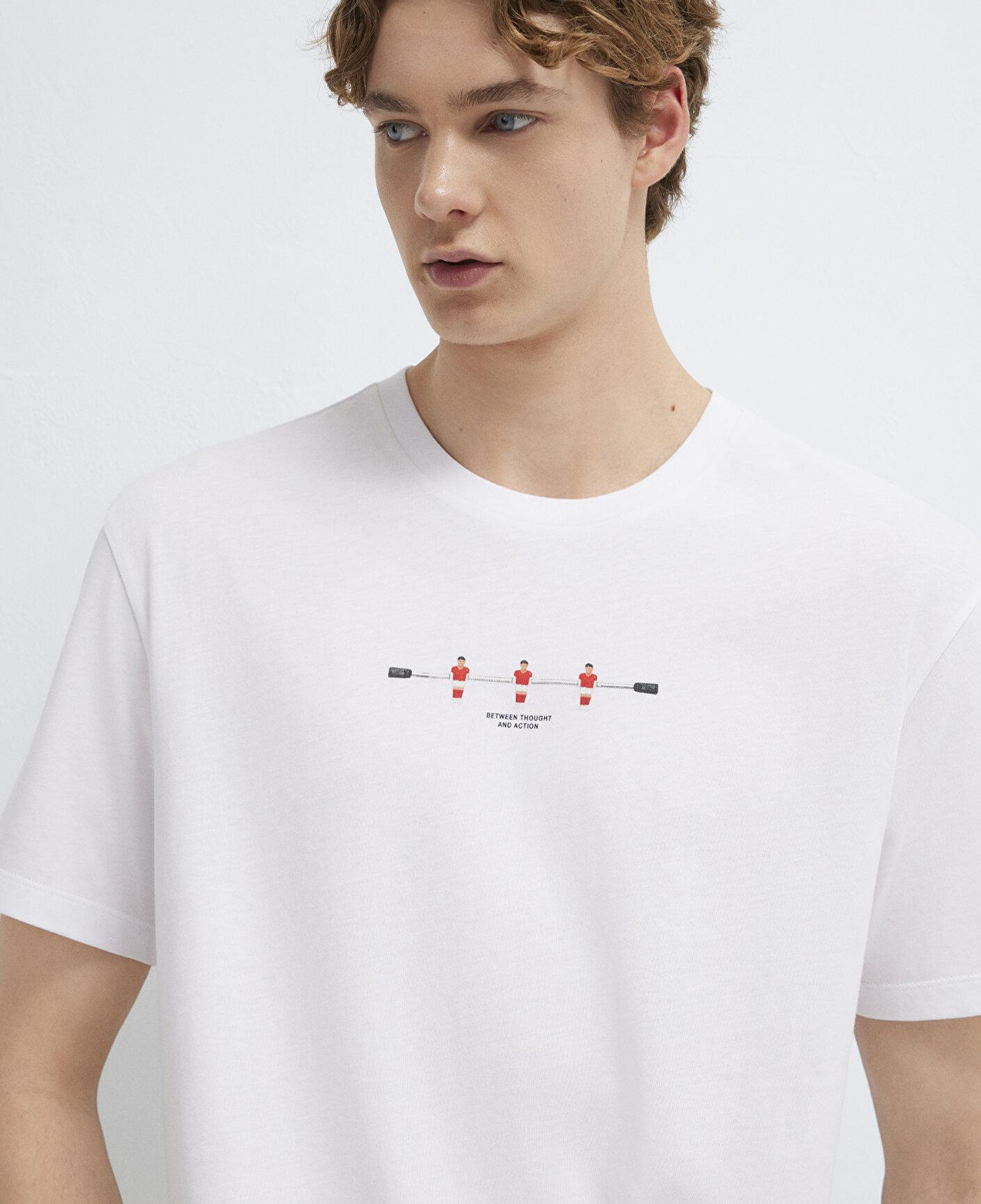 Mavi Baskılı Beyaz Tişört Loose Fit / Bol Rahat Kesim 0613632-620