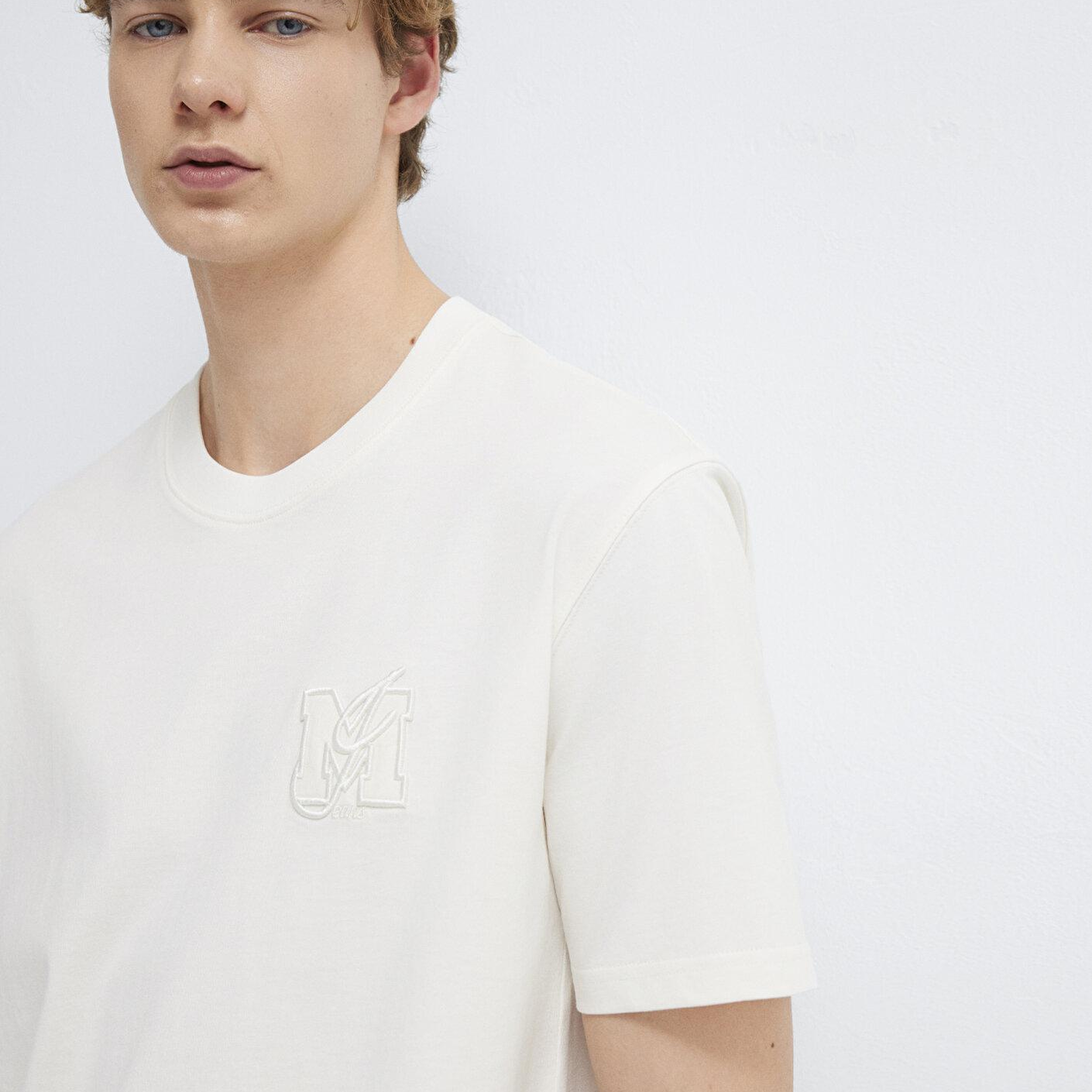 Mavi MJ Logo Detaylı Ekru Tişört Loose Fit / Bol Rahat Kesim 0612885-70057