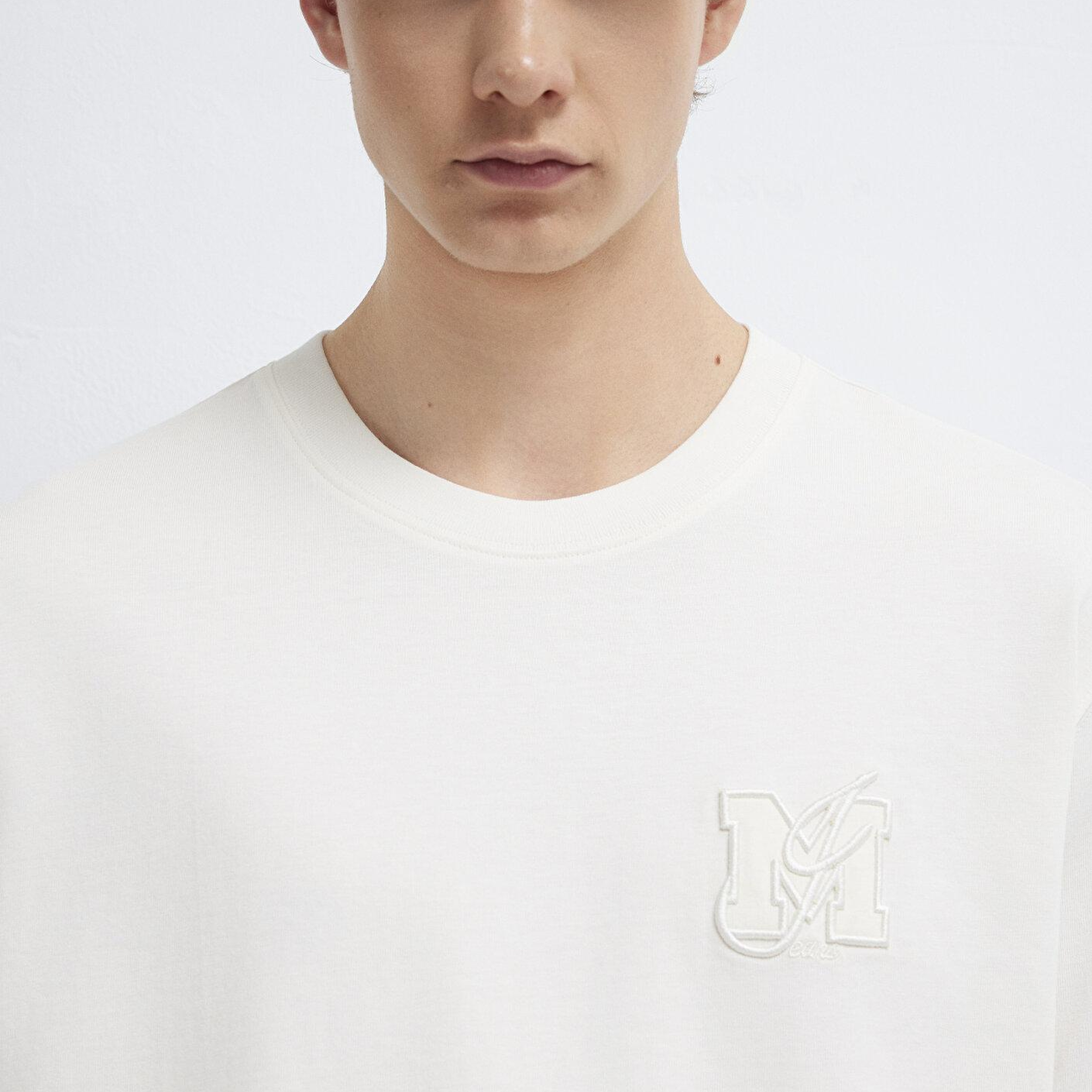 Mavi MJ Logo Detaylı Ekru Tişört Loose Fit / Bol Rahat Kesim 0612885-70057