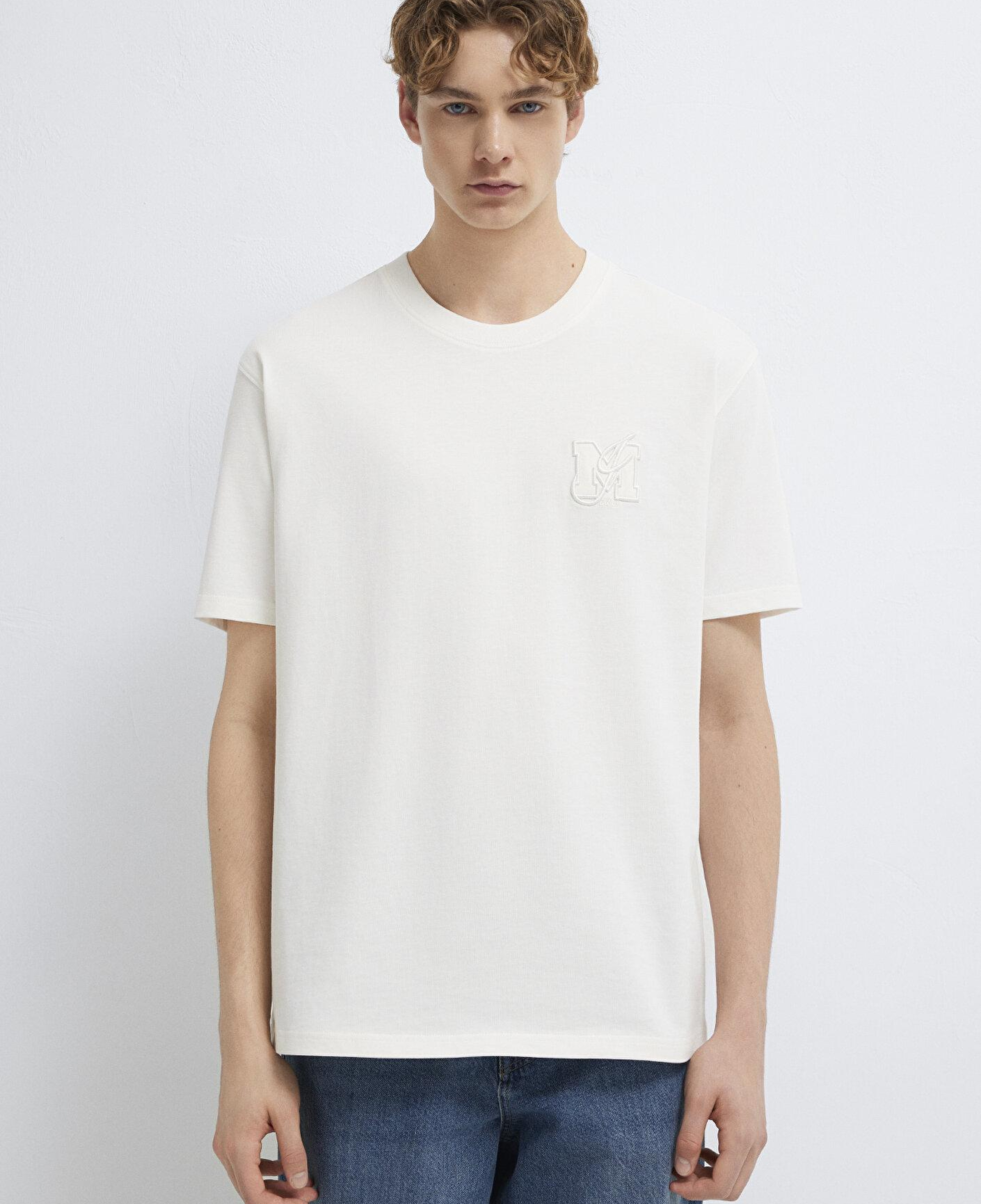 Mavi MJ Logo Detaylı Ekru Tişört Loose Fit / Bol Rahat Kesim 0612885-70057