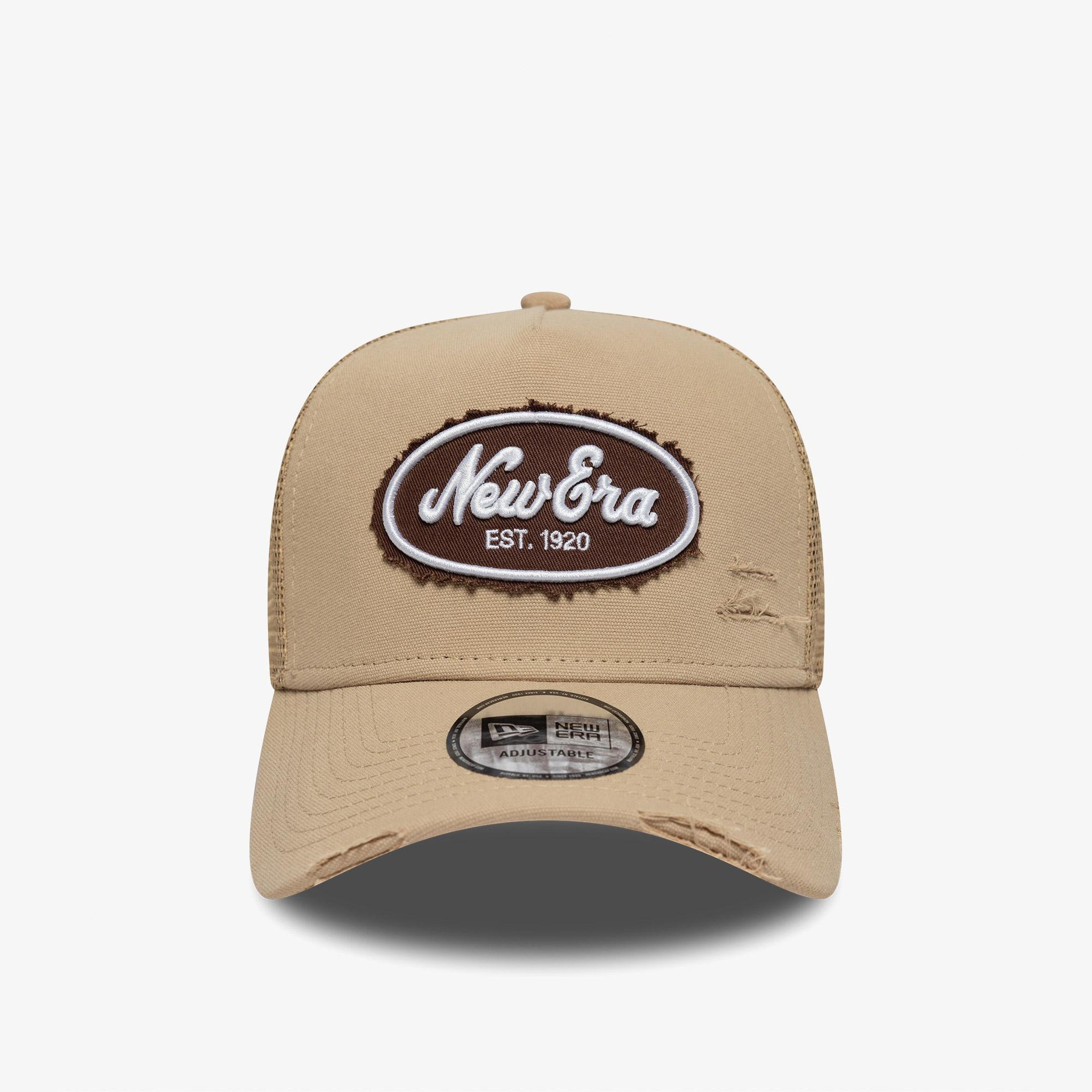 New Era Oval Canvas Distress Trucker Unisex Bej Şapka