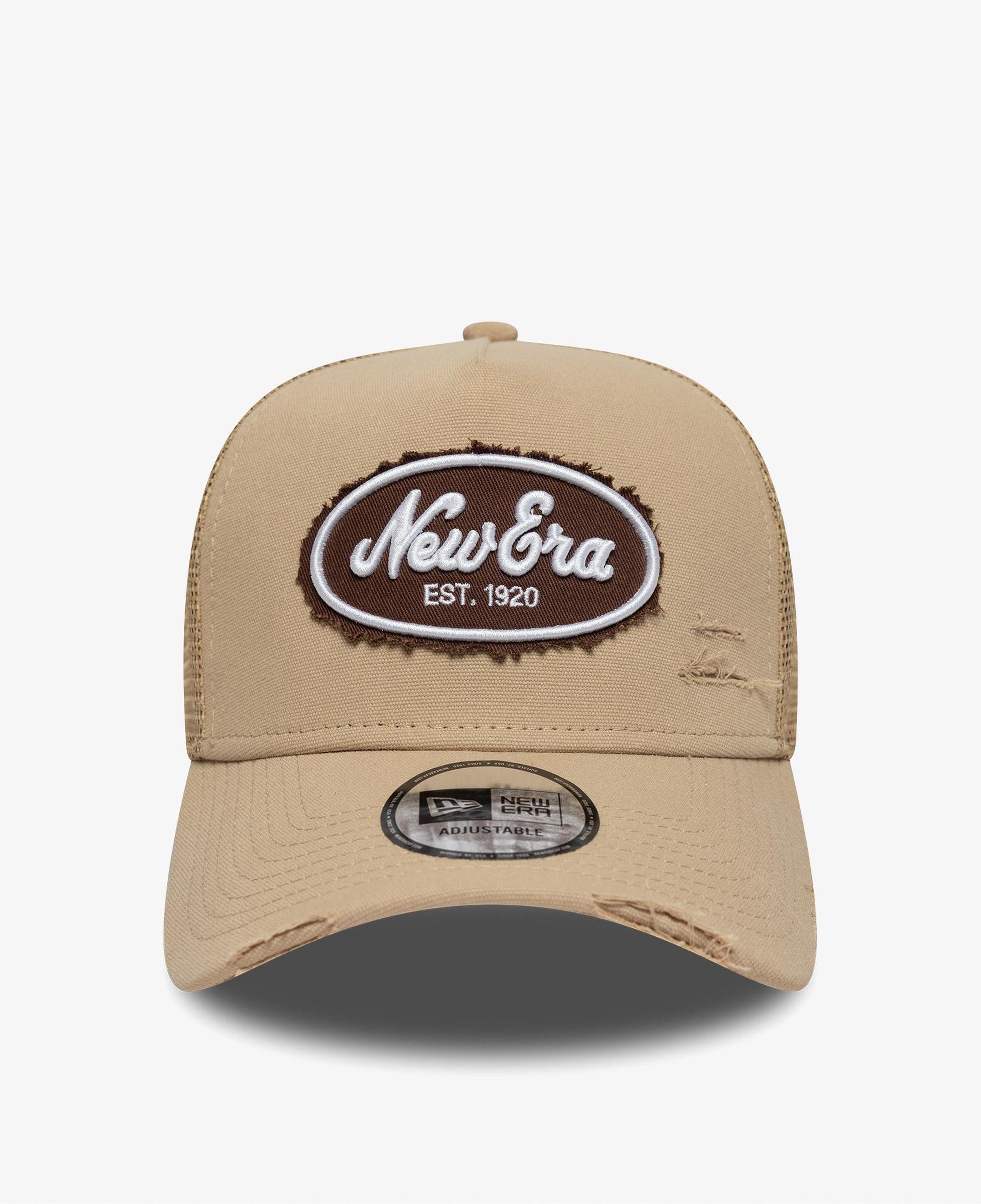 New Era Oval Canvas Distress Trucker Unisex Bej Şapka
