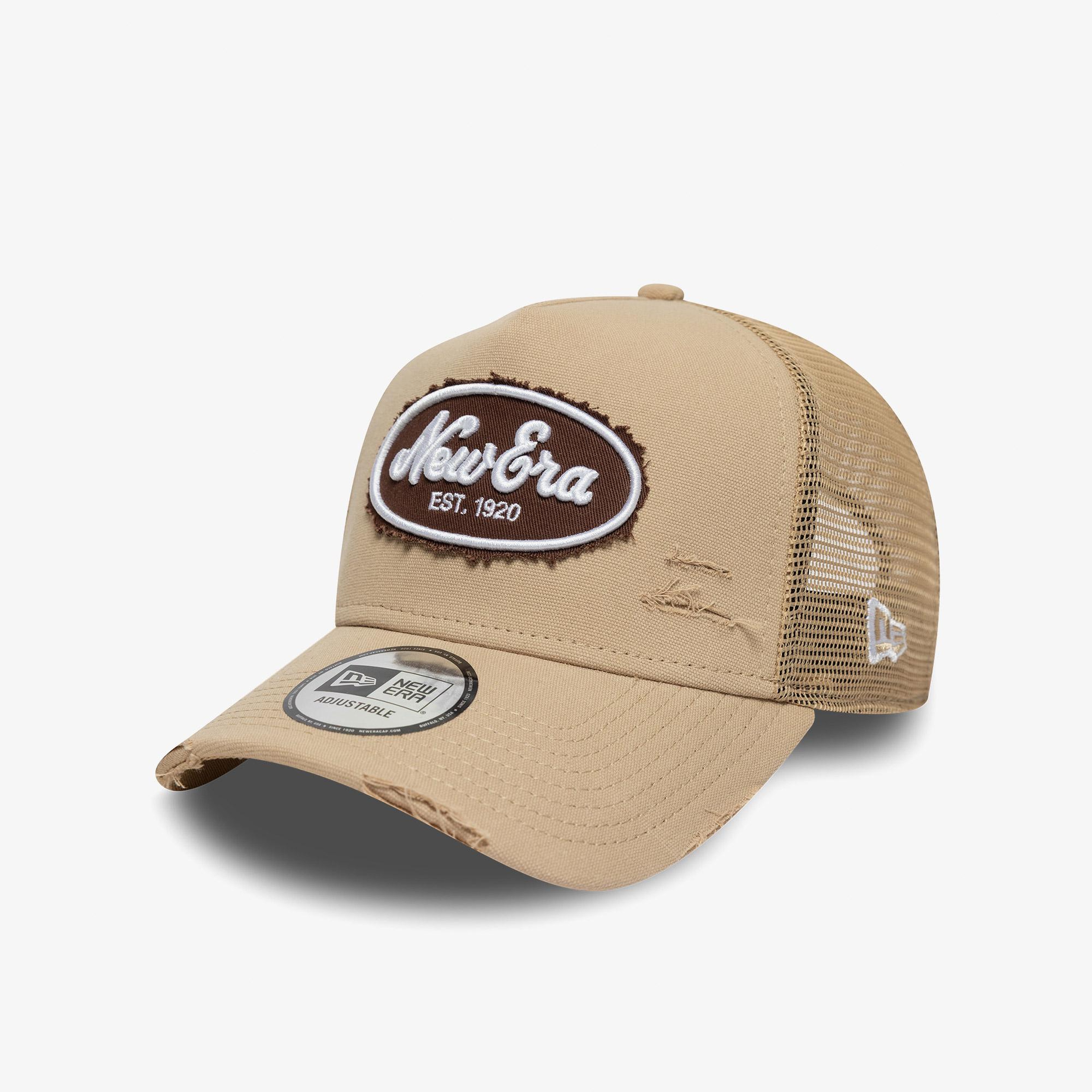 New Era Oval Canvas Distress Trucker Unisex Bej Şapka