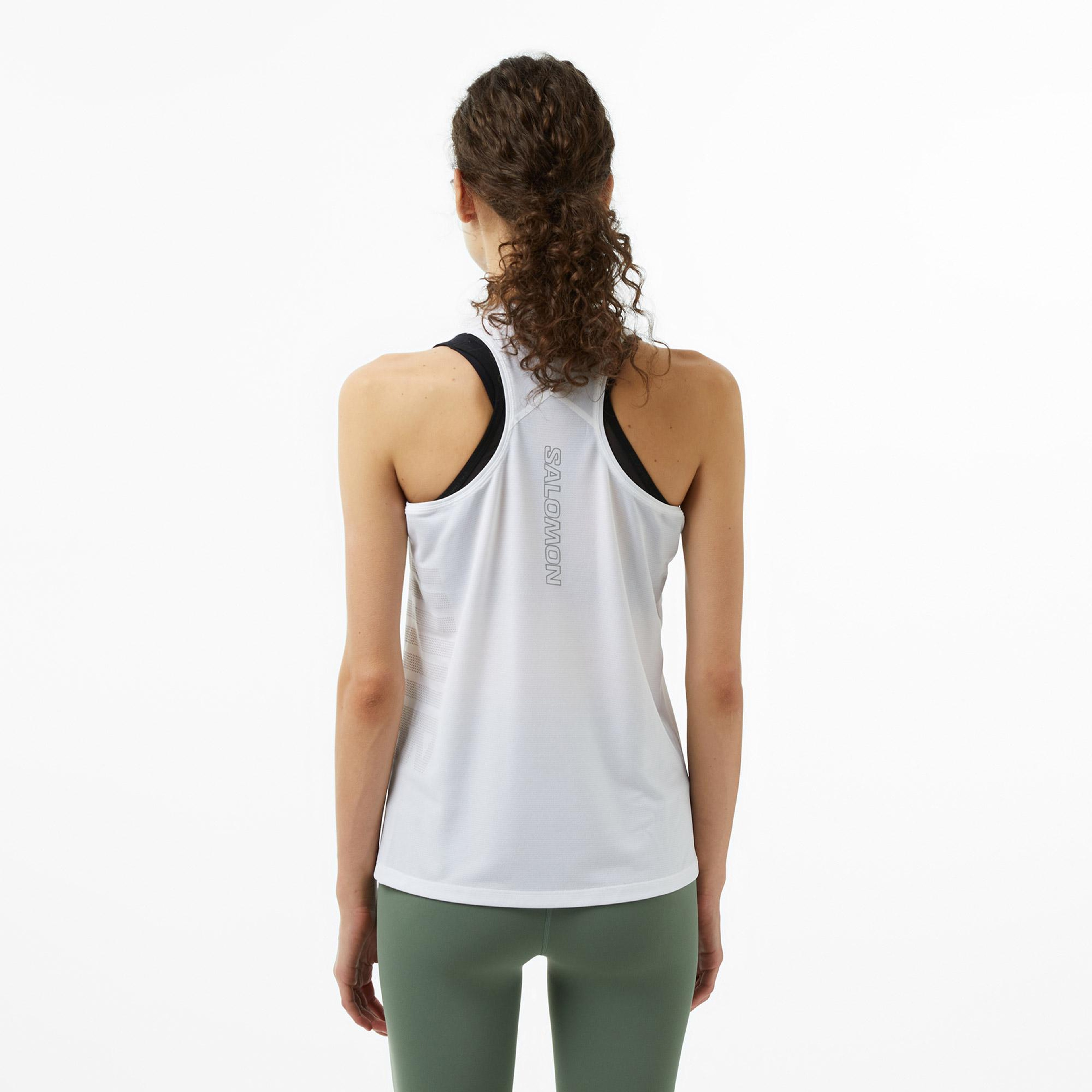 Salomon Sense Aero Singlet Gfx Kadın Beyaz Koşu Atlet