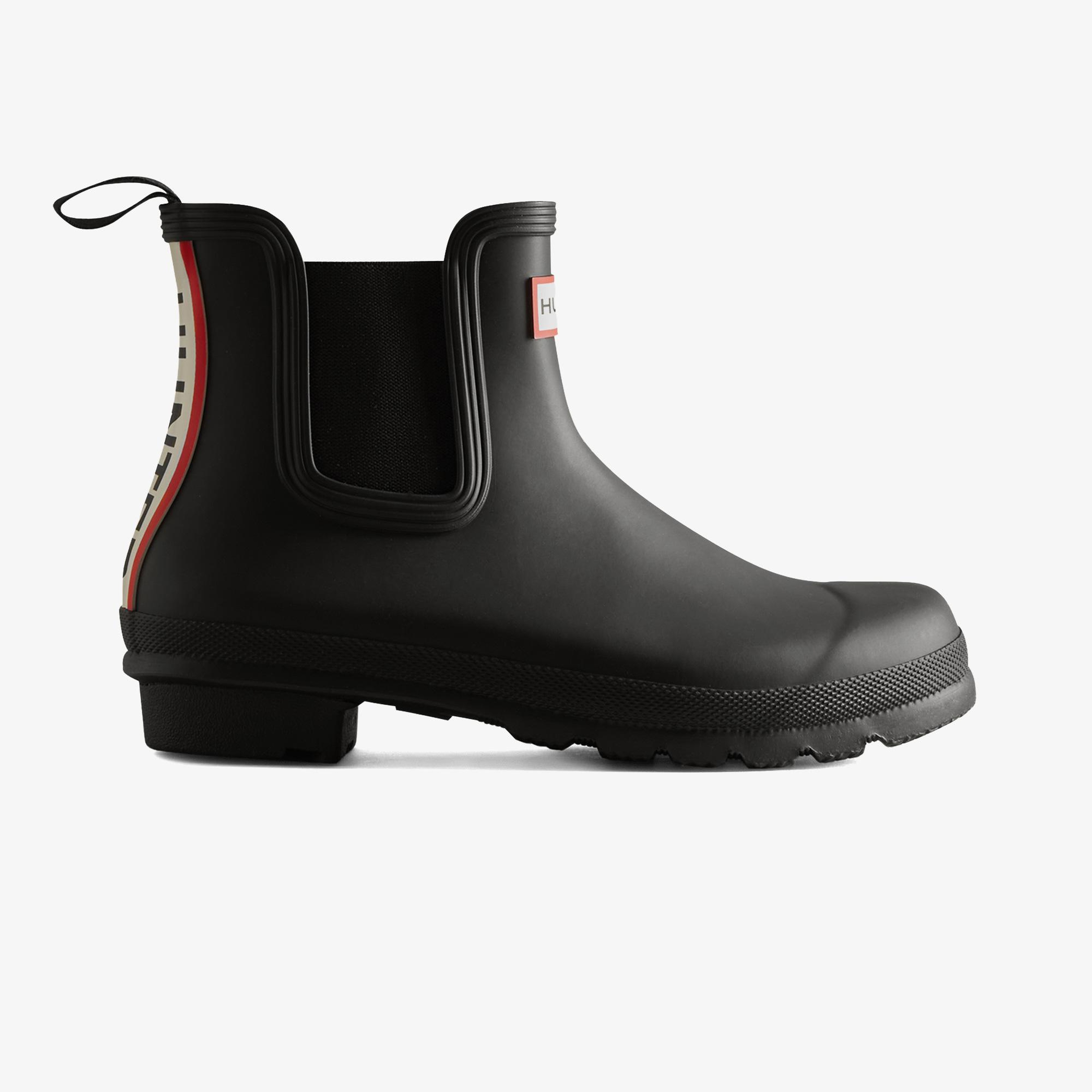 Hunter Originals Chelsea Tri Colour Logo Kadın Siyah Bot
