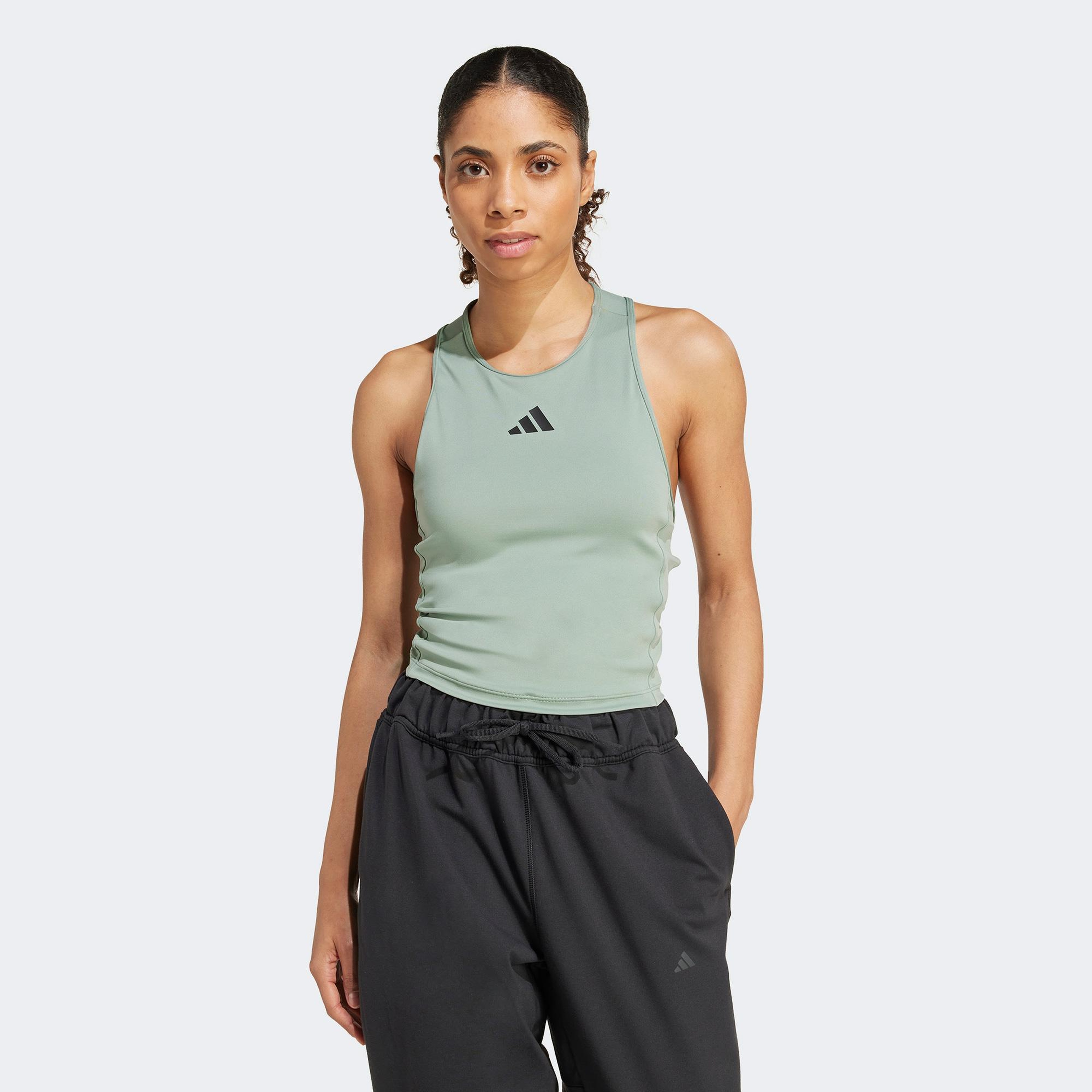 adidas Power 3 Stripes Racerback Kadın Yeşil Atlet