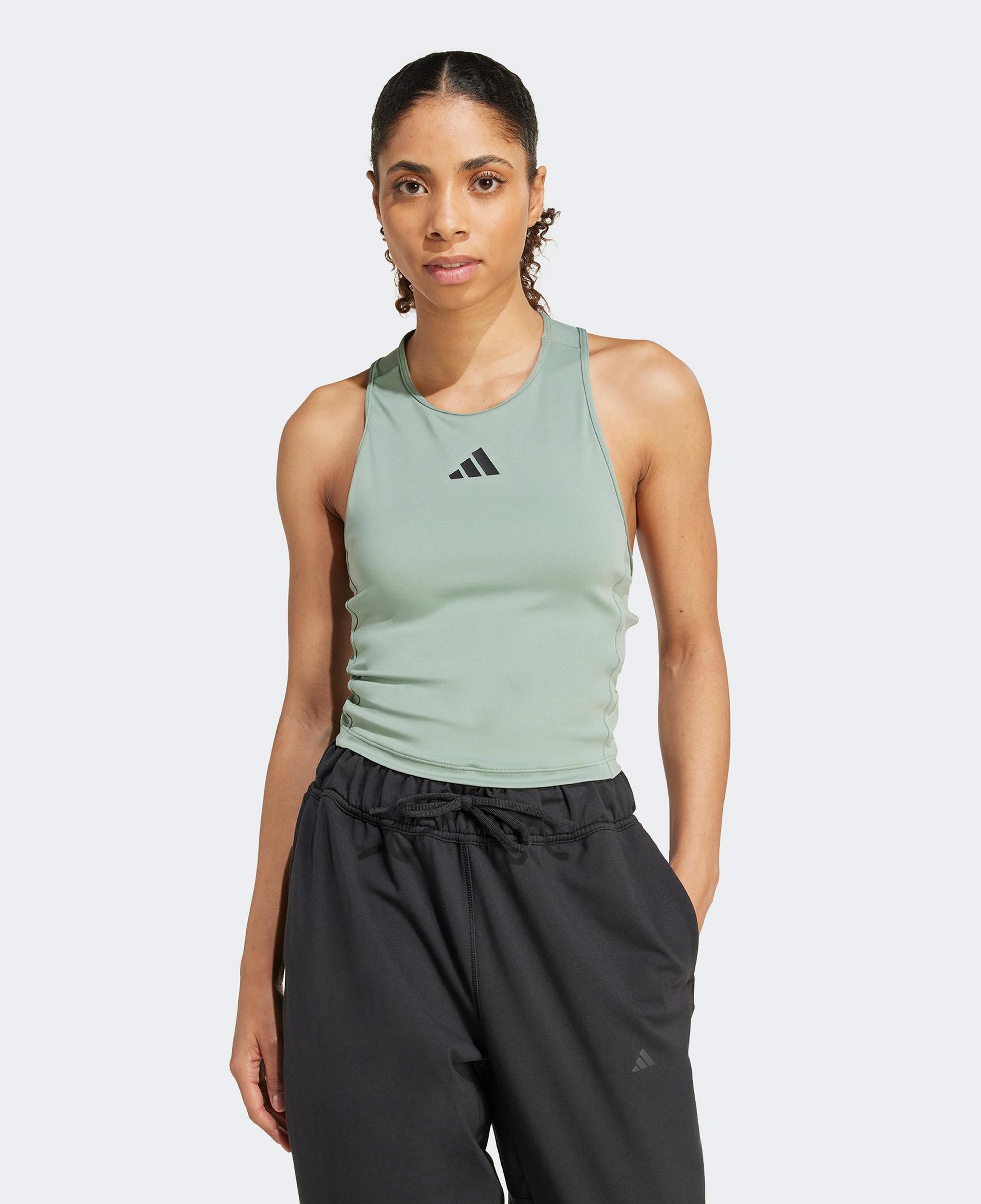 adidas Power 3 Stripes Racerback Kadın Yeşil Atlet