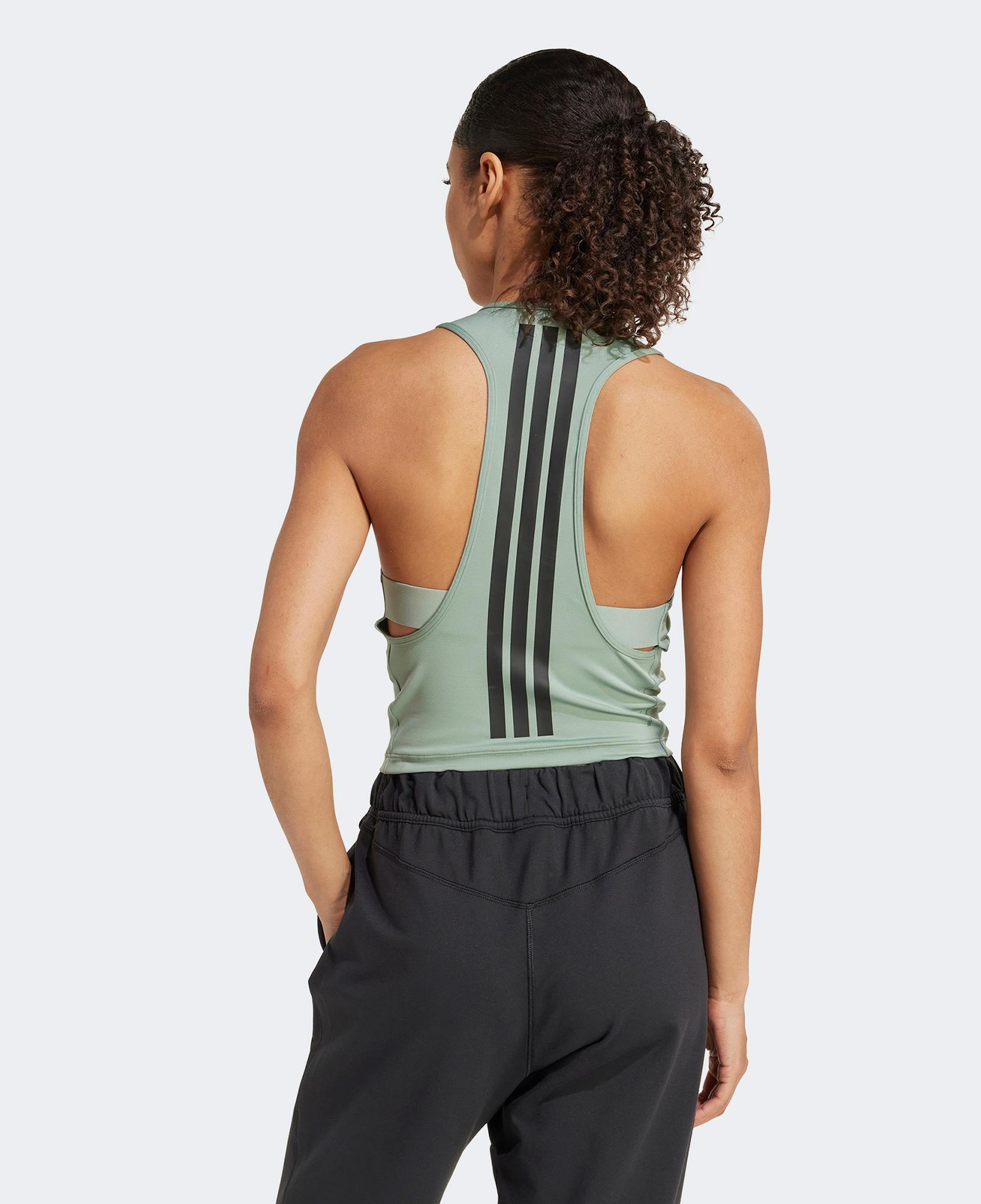 adidas Power 3 Stripes Racerback Kadın Yeşil Atlet