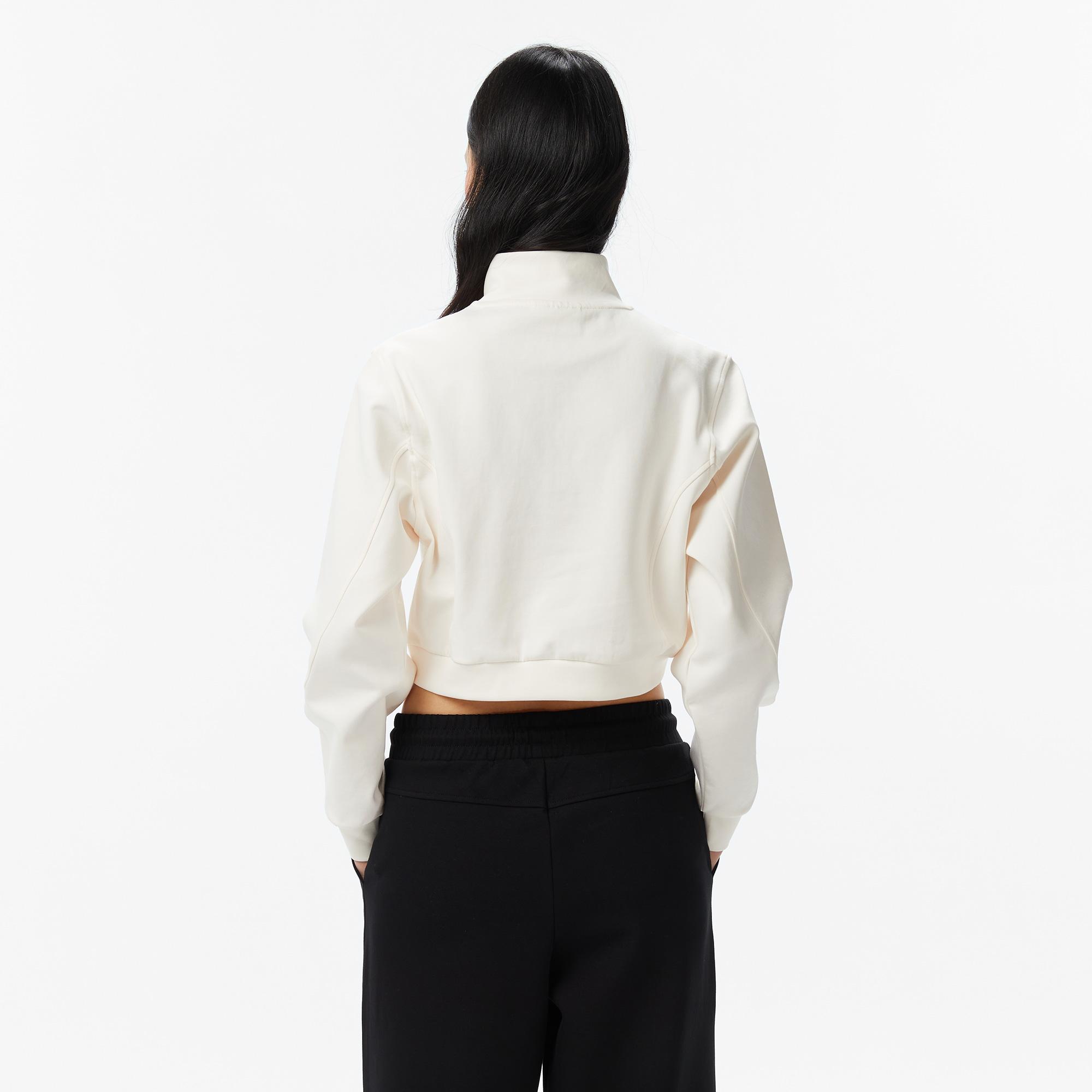 UNITED4 Crop Fit Kadın Bej Sweatshirt