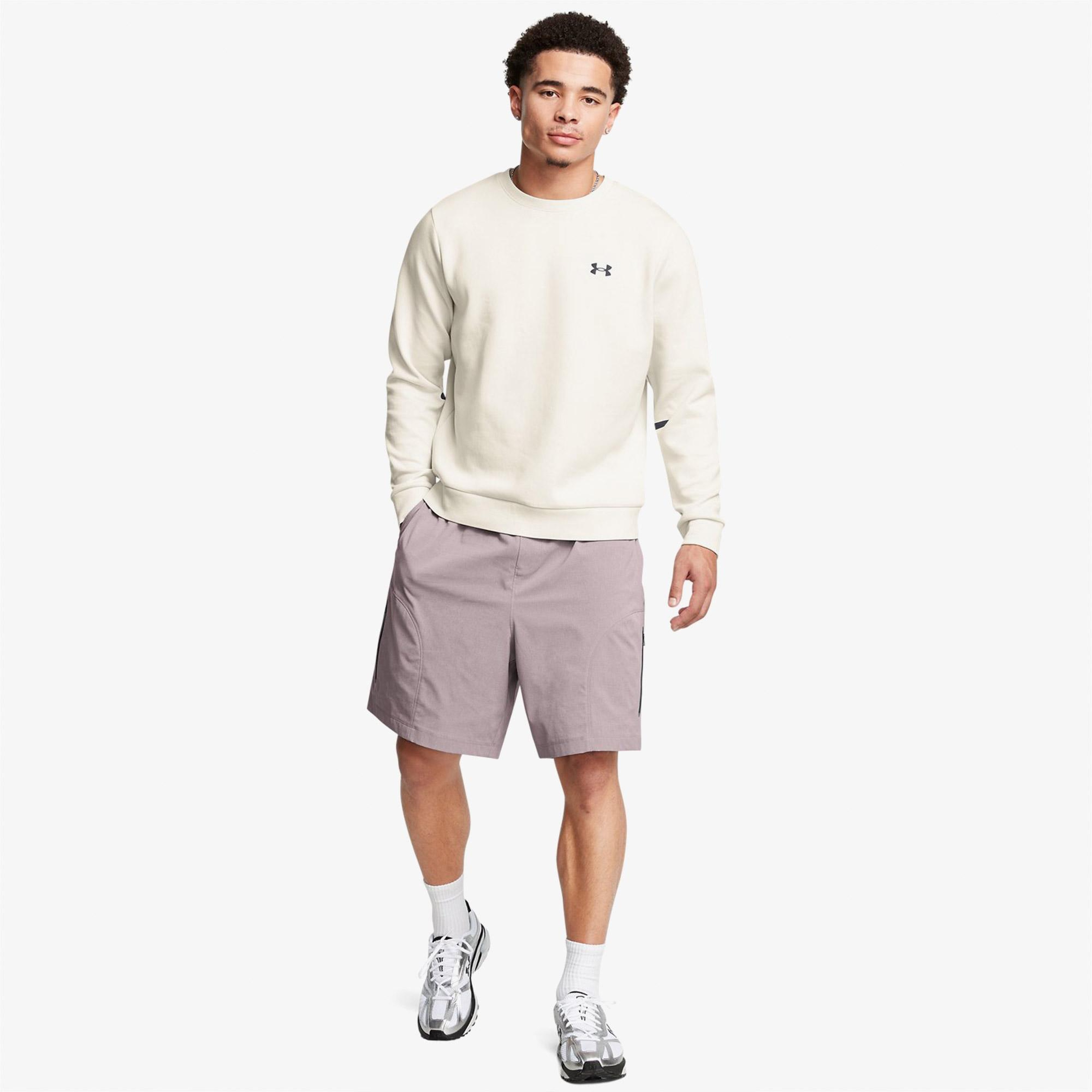 Under Armour Unstoppable Fleece Bisiklet Yaka Erkek Beyaz Sweatshirt