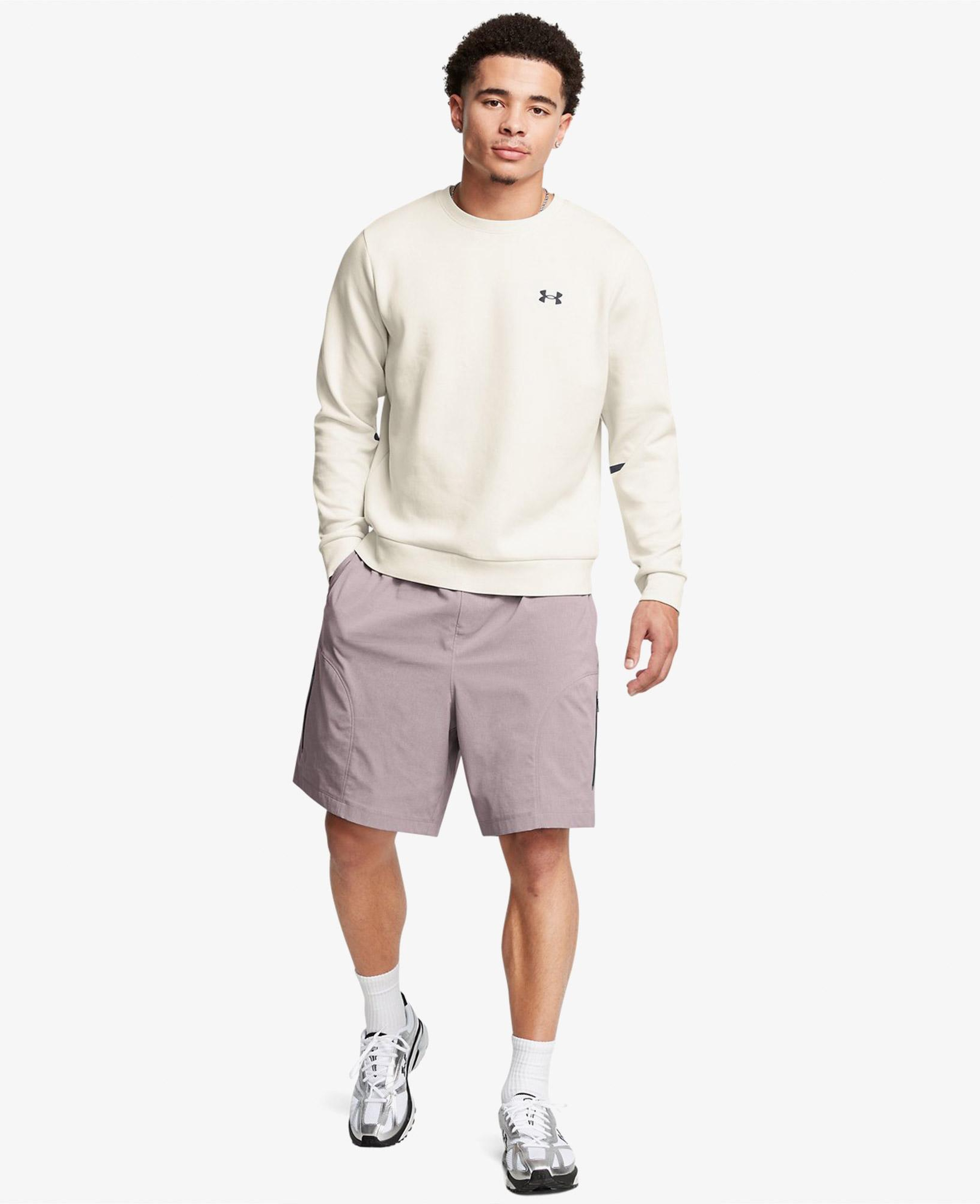 Under Armour Unstoppable Fleece Bisiklet Yaka Erkek Beyaz Sweatshirt