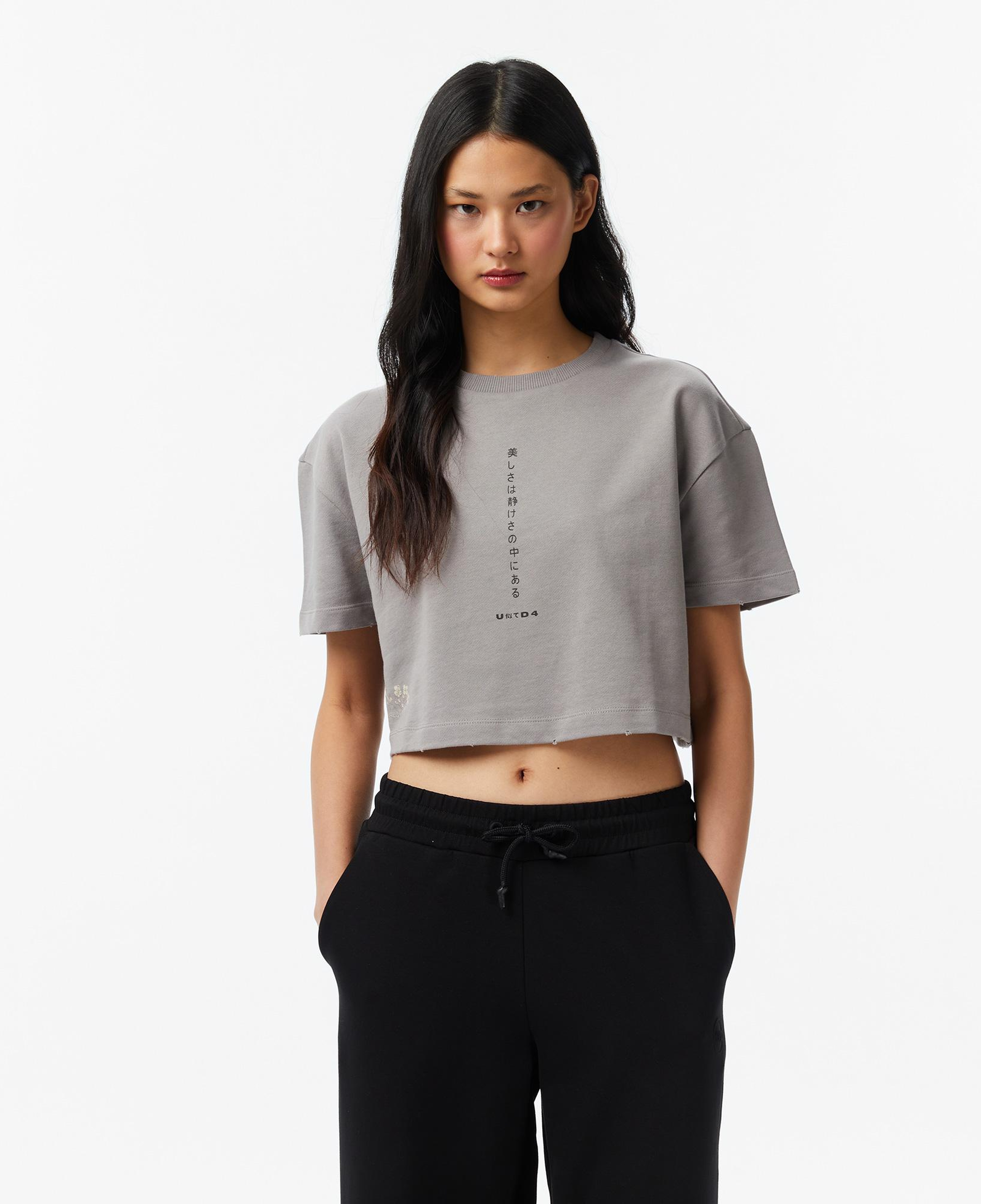 UNITED4 Regular Fit Kadın Gri T-Shirt