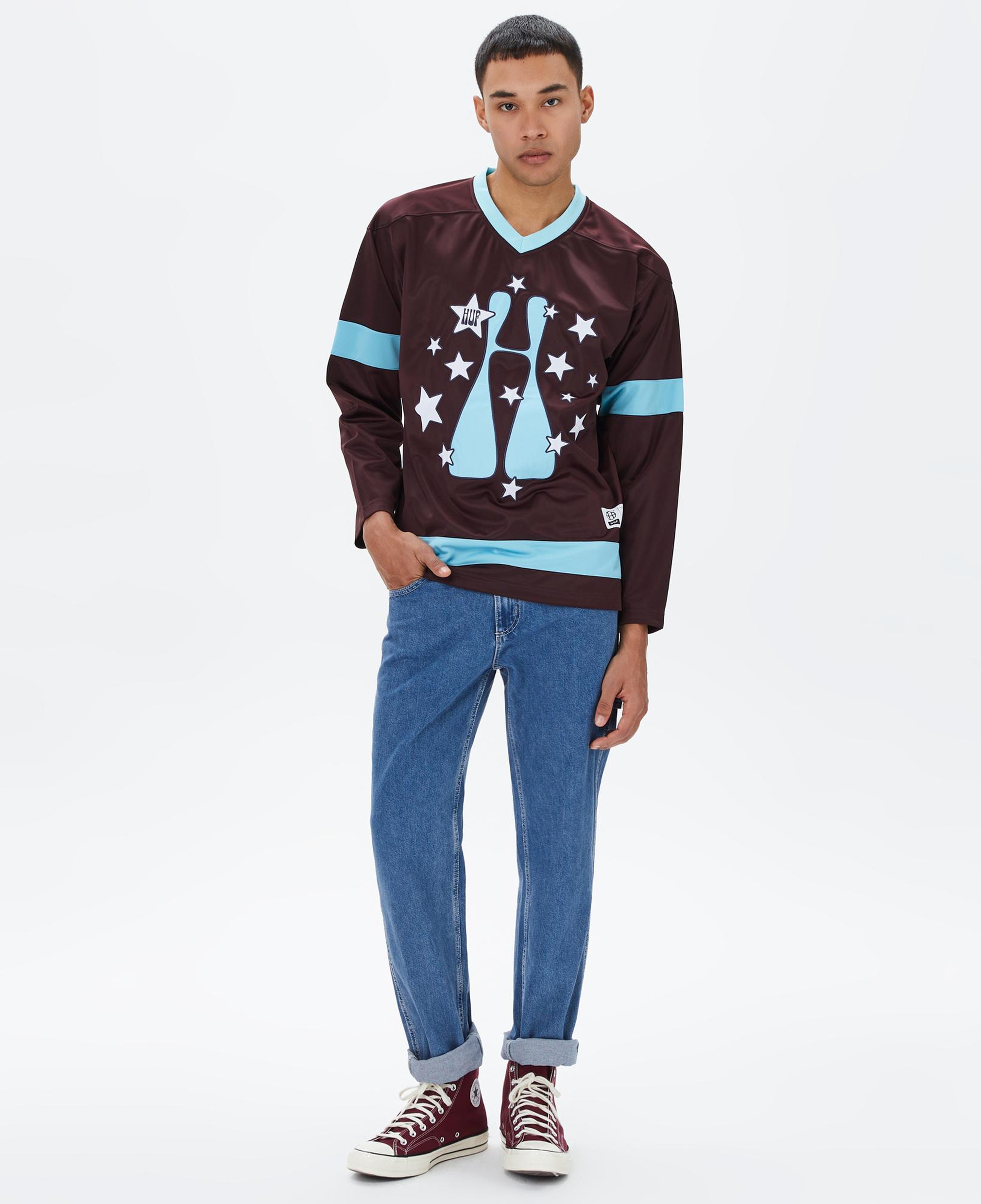 HUF H Stardust Erkek Bordo Gömlek