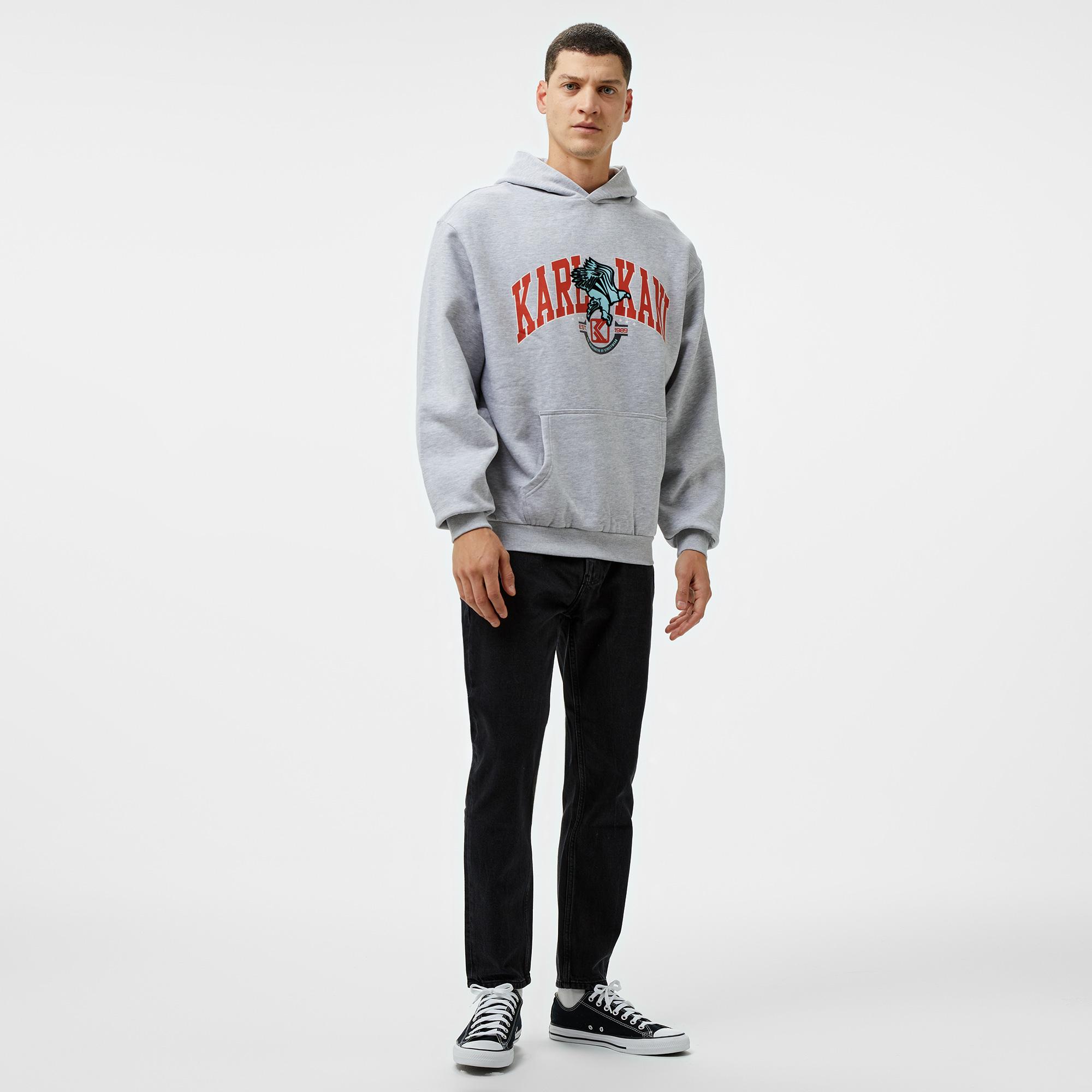 Karl Kani Og Eagle Print Os Erkek Gri Hoodie