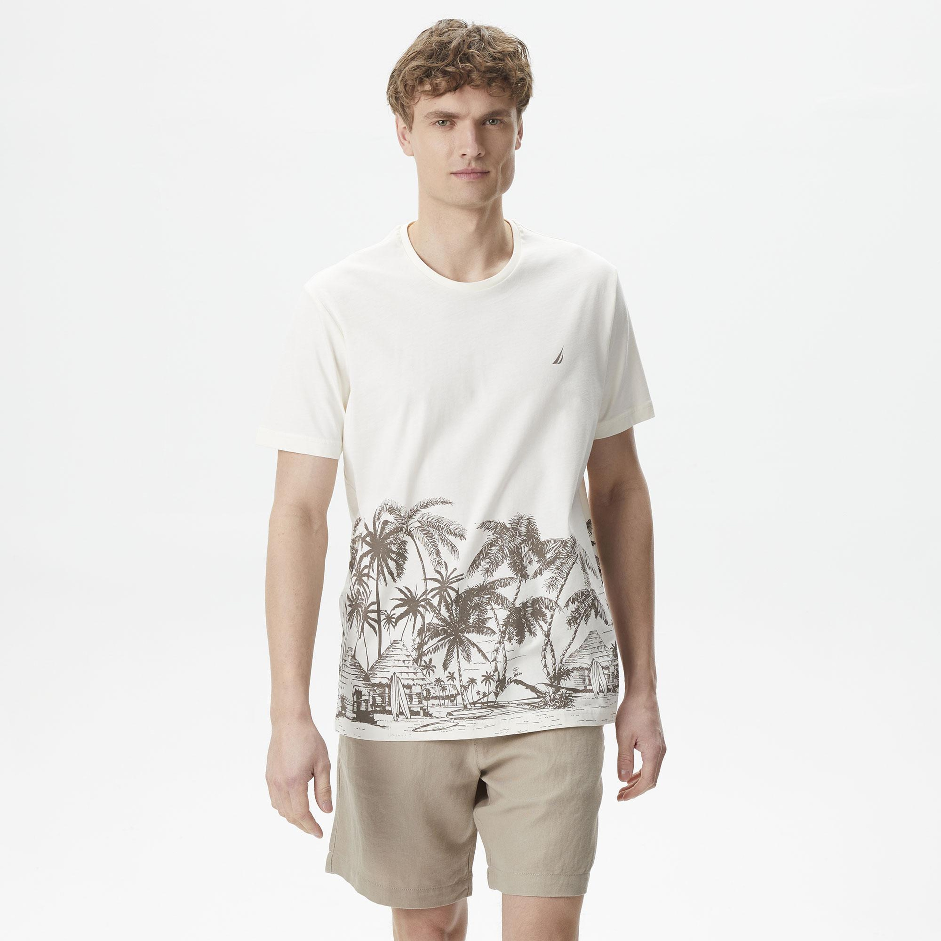 Nautica Erkek Kırık Beyaz Standart Fit T-Shirt