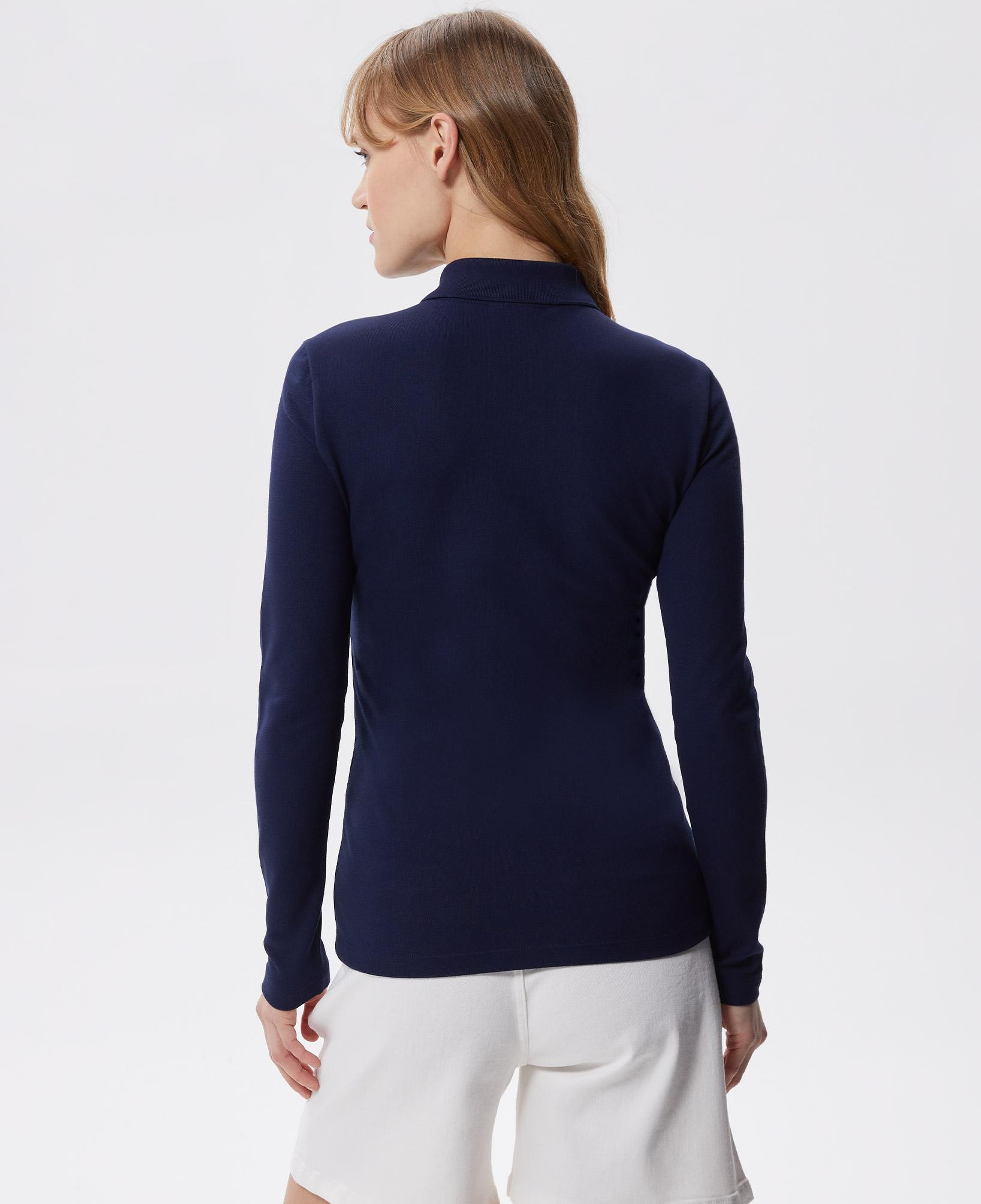 Lacoste Kadın Slim Fit Uzun Kollu Lacivert Polo