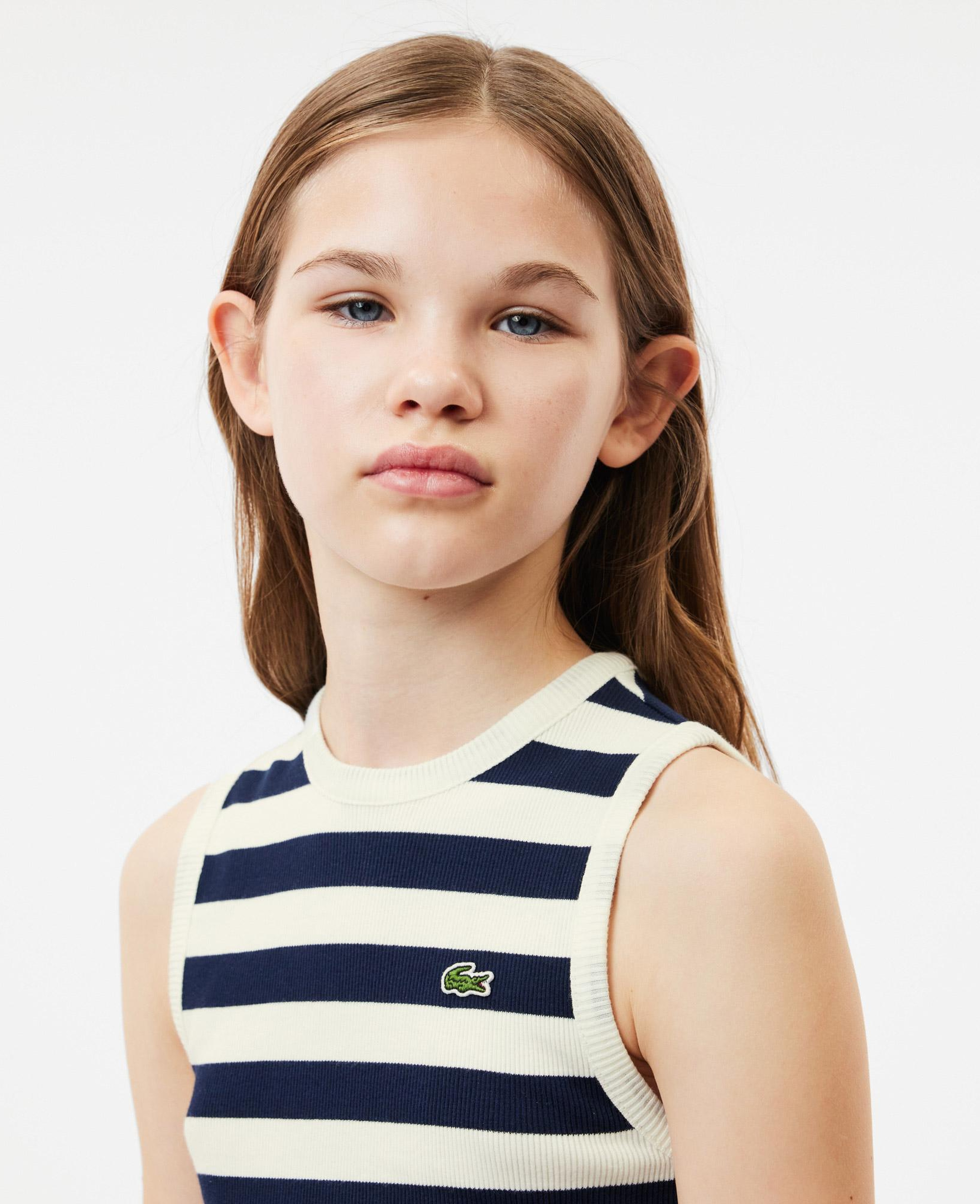 Lacoste Çocuk Kolsuz Bisiklet Yaka Çizgili Beyaz T-Shirt