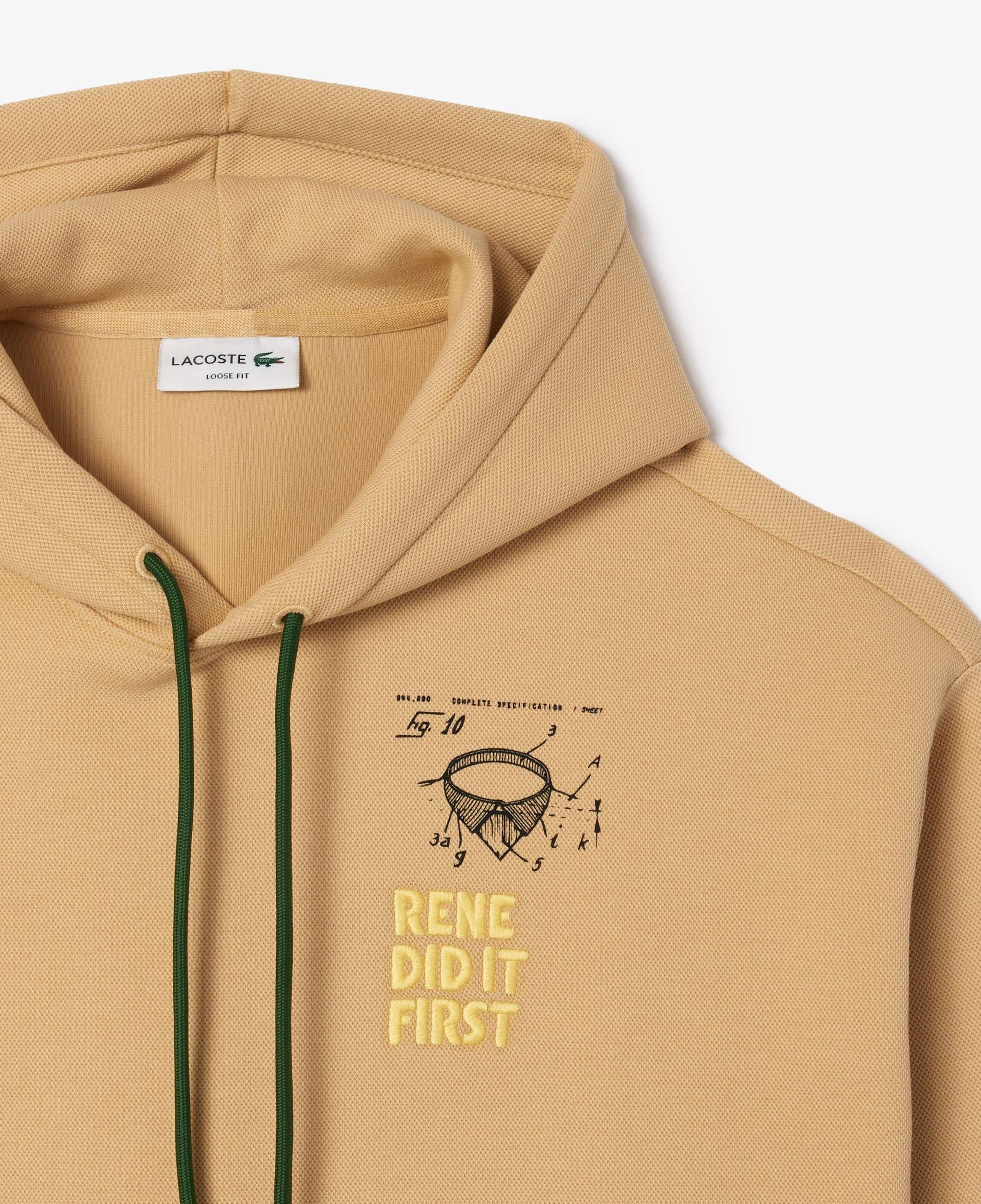 Unisex Relaxed Fit Kapüşonlu Bej Sweatshirt