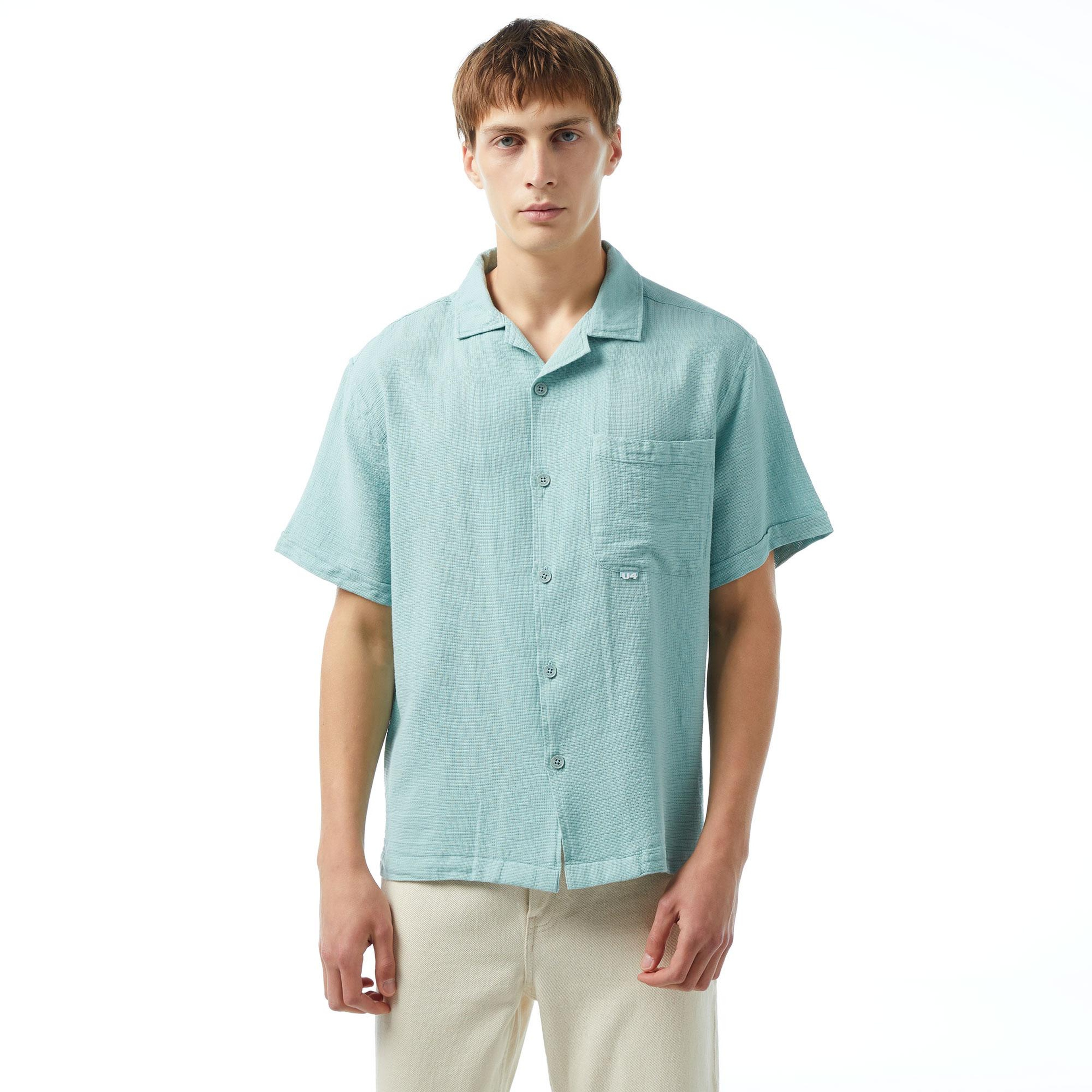 UNITED4 Oversize Erkek Mavi Gömlek