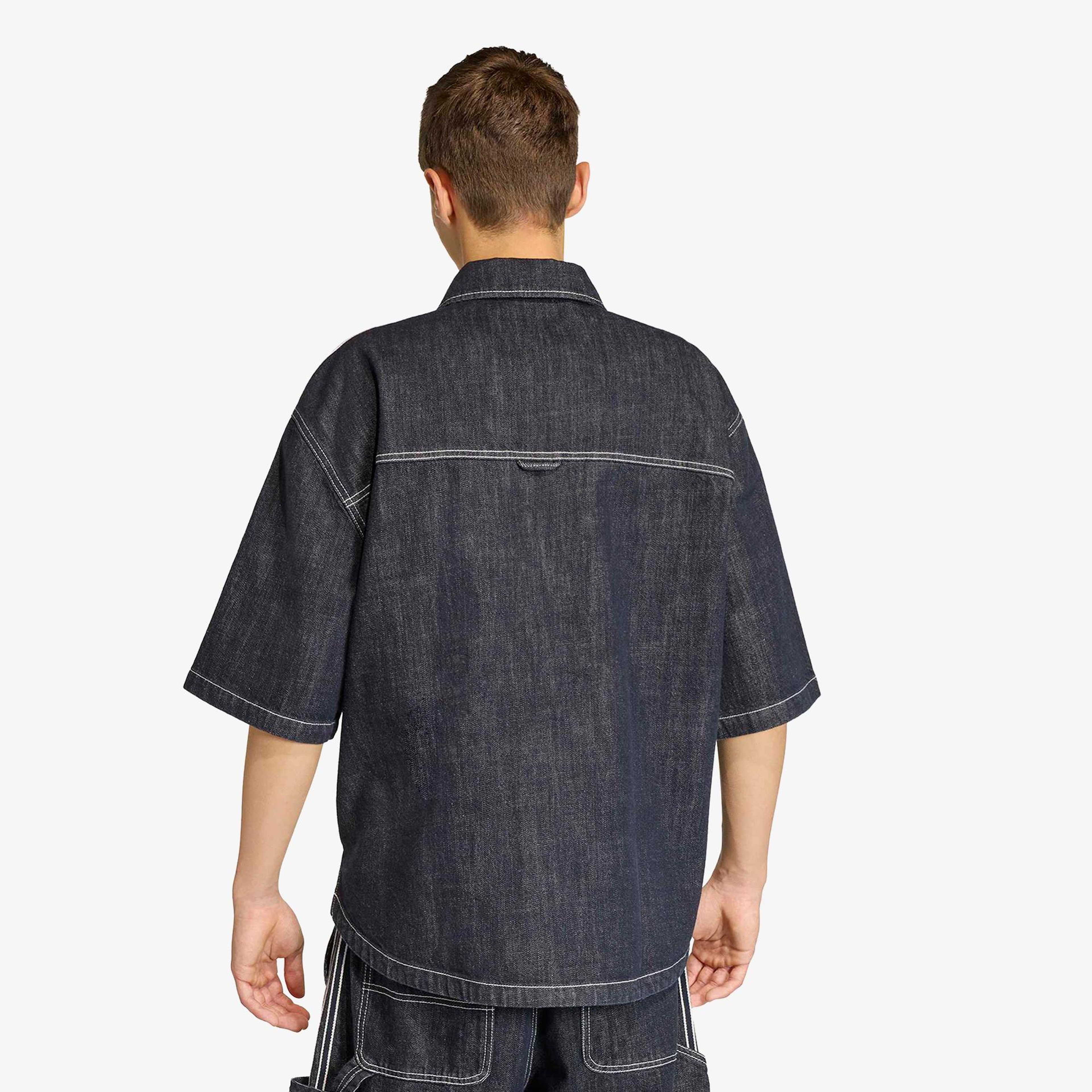adidas Denim Button Up Erkek Mavi Gömlek