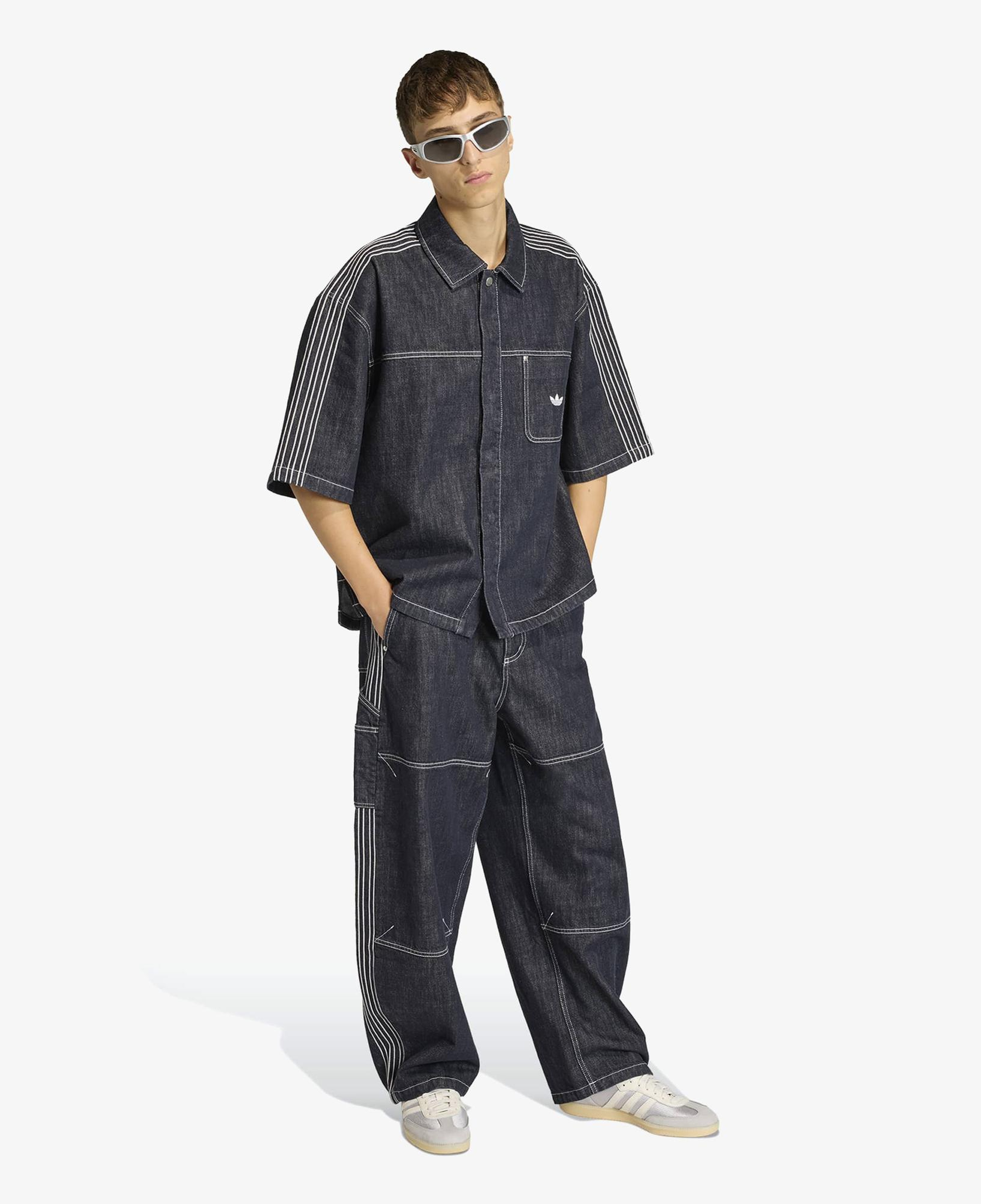 adidas Denim Button Up Erkek Mavi Gömlek