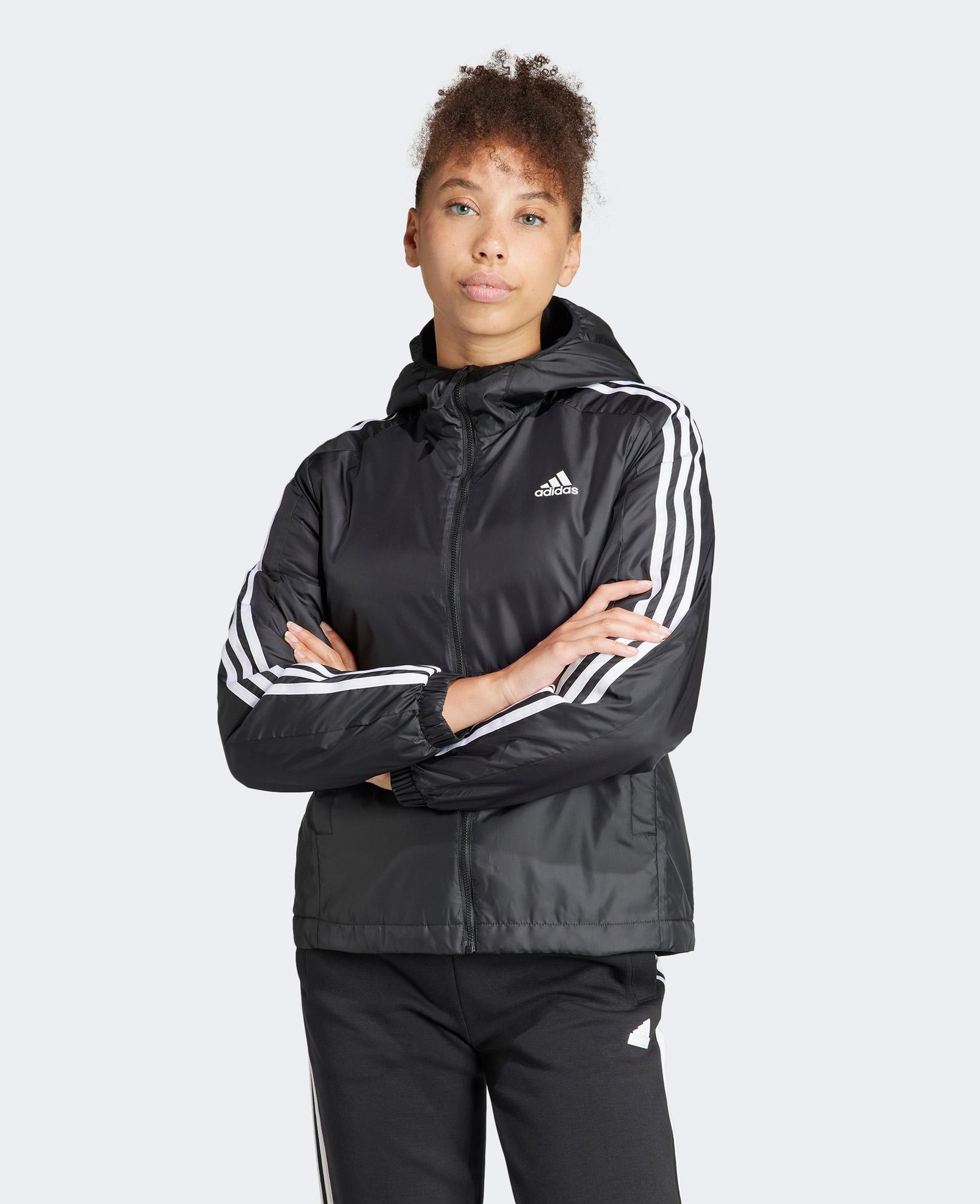 adidas Essentials 3 Striped Insulated Kadın Siyah Günlük Ceket