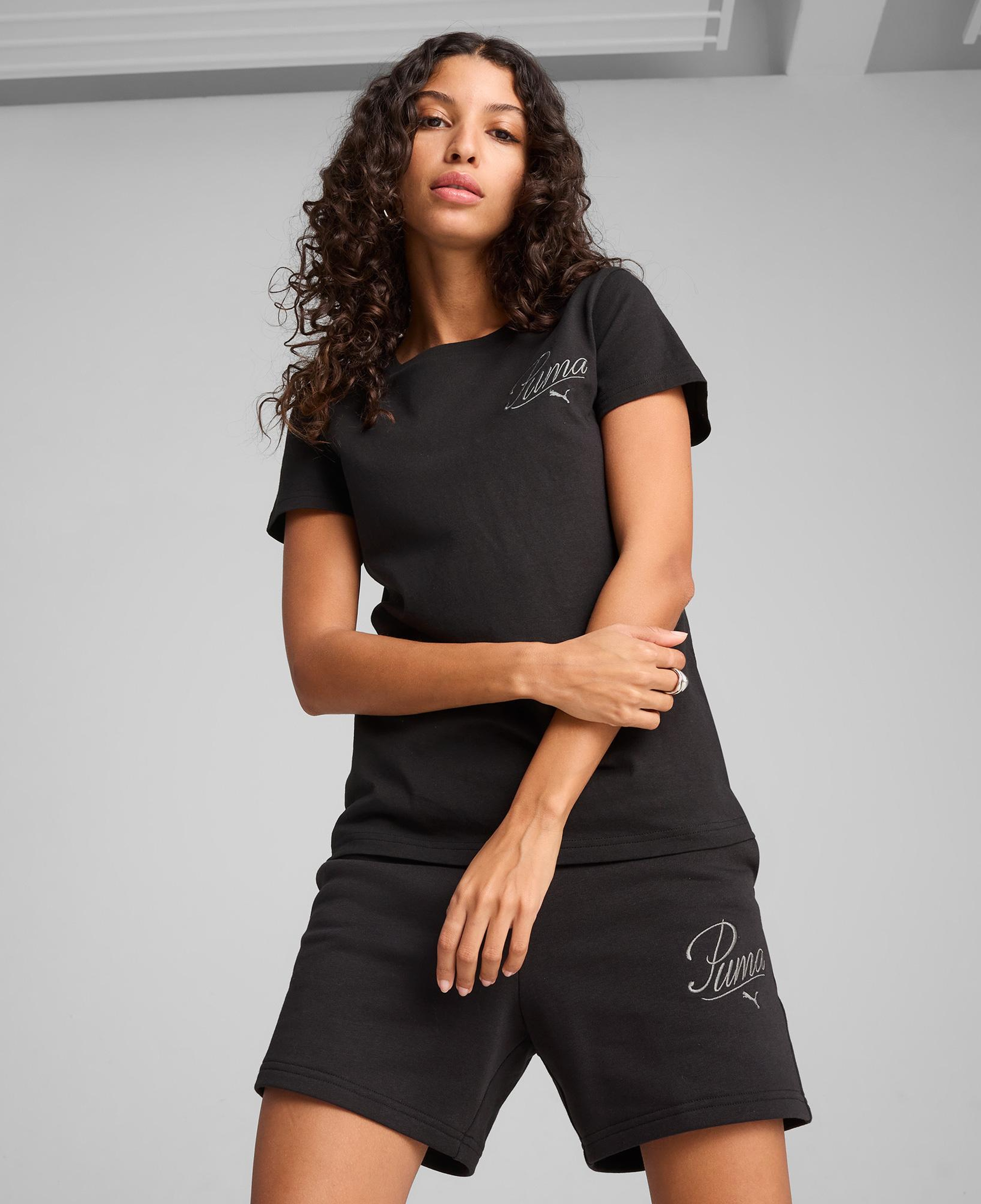 Puma Essentials Script  Kadın Siyah T-Shirt