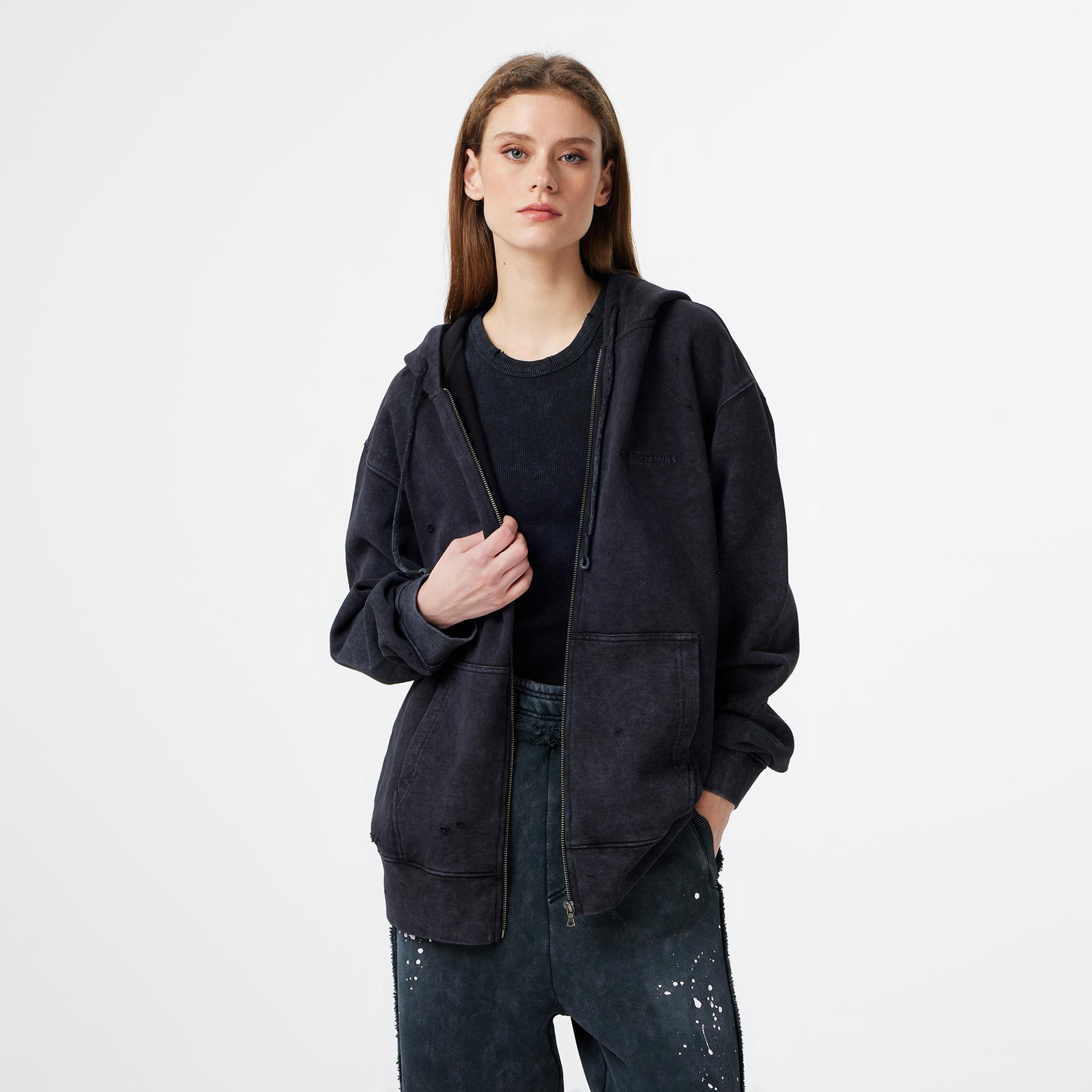 Les Benjamins Regular Fit Kadın Siyah Sweatshirt