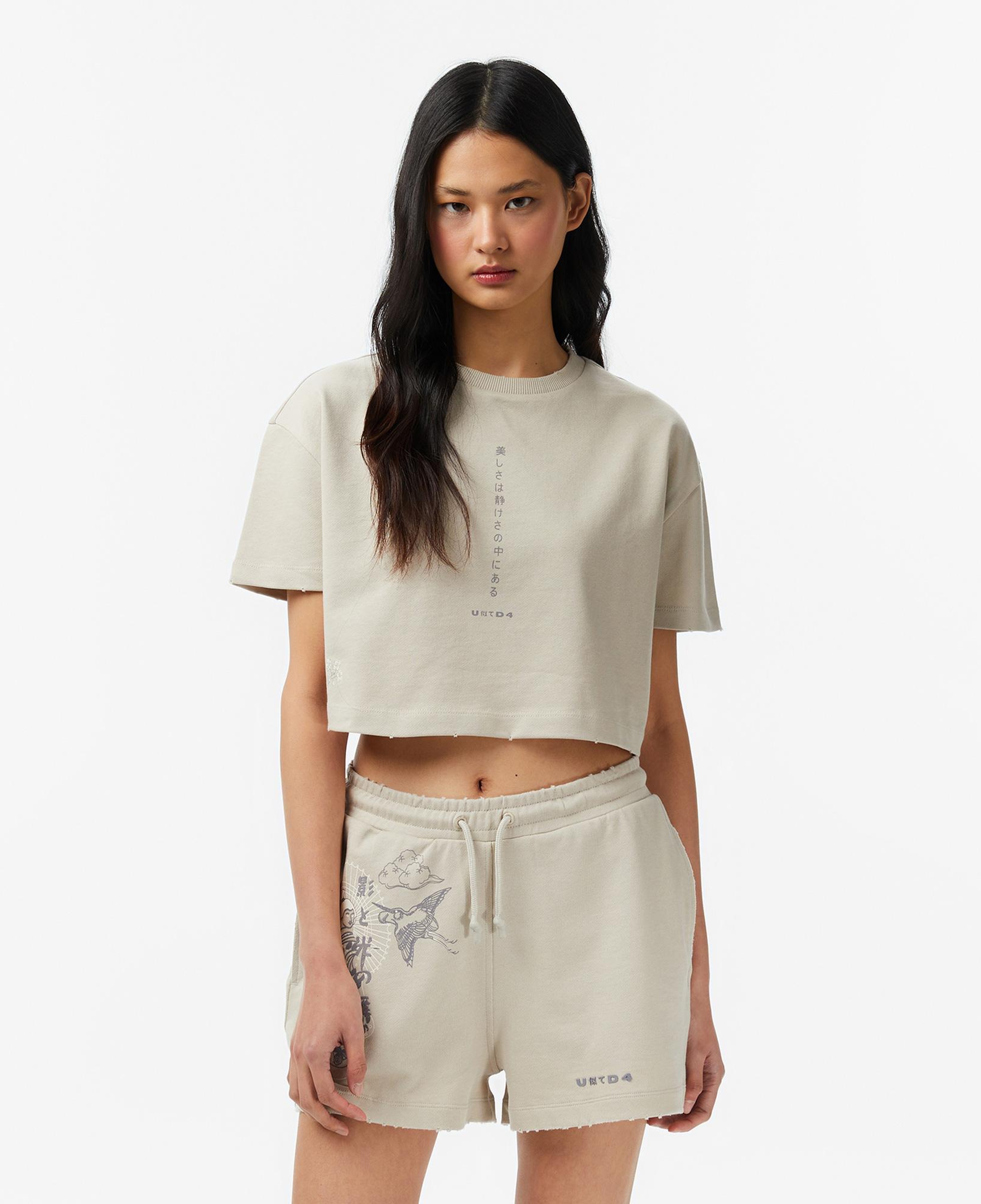 UNITED4 Regular Fit Kadın Krem T-Shirt
