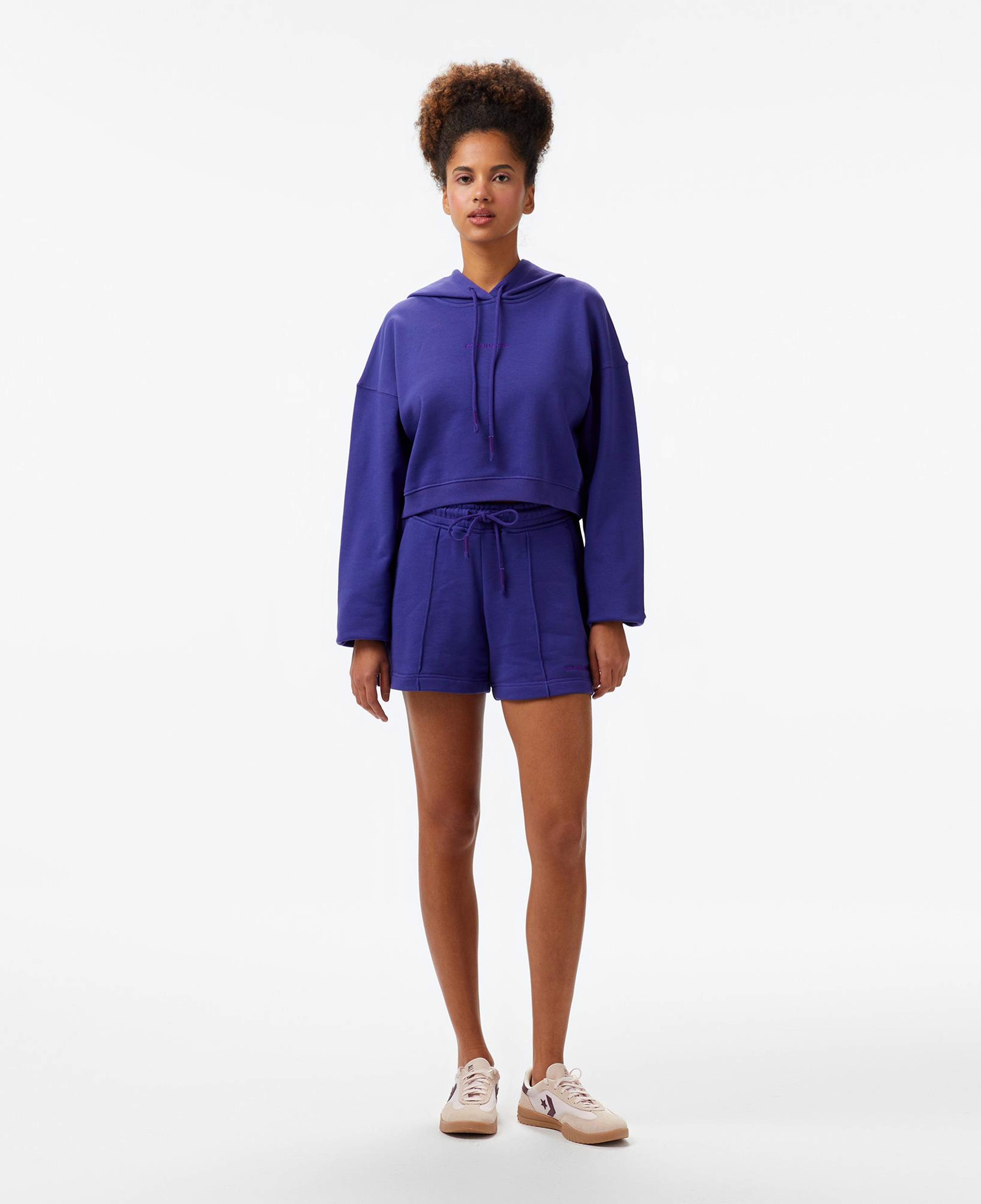 Les Benjamins Kadın Mor Crop Hoodie