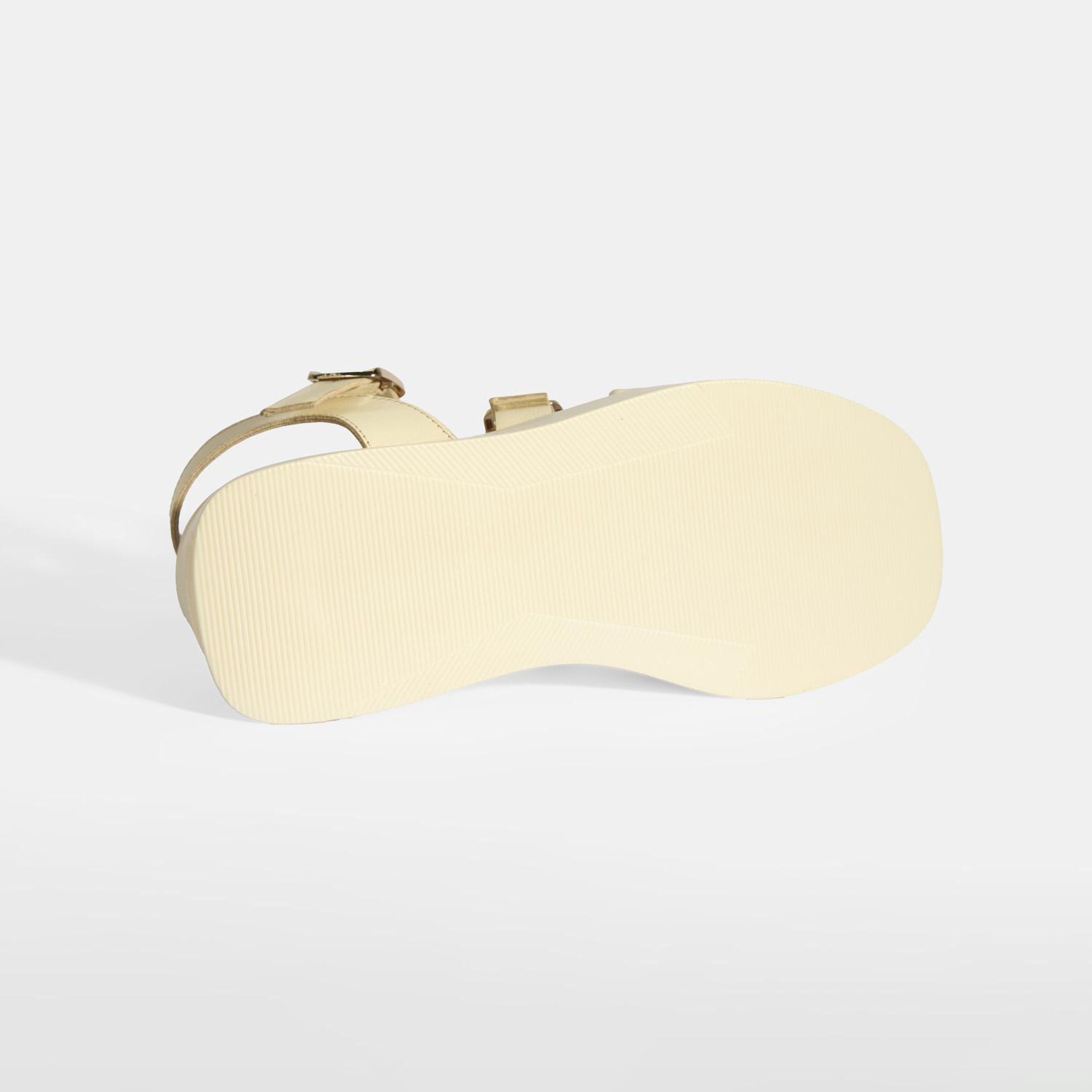 Kadın Krem Deri Sandalet