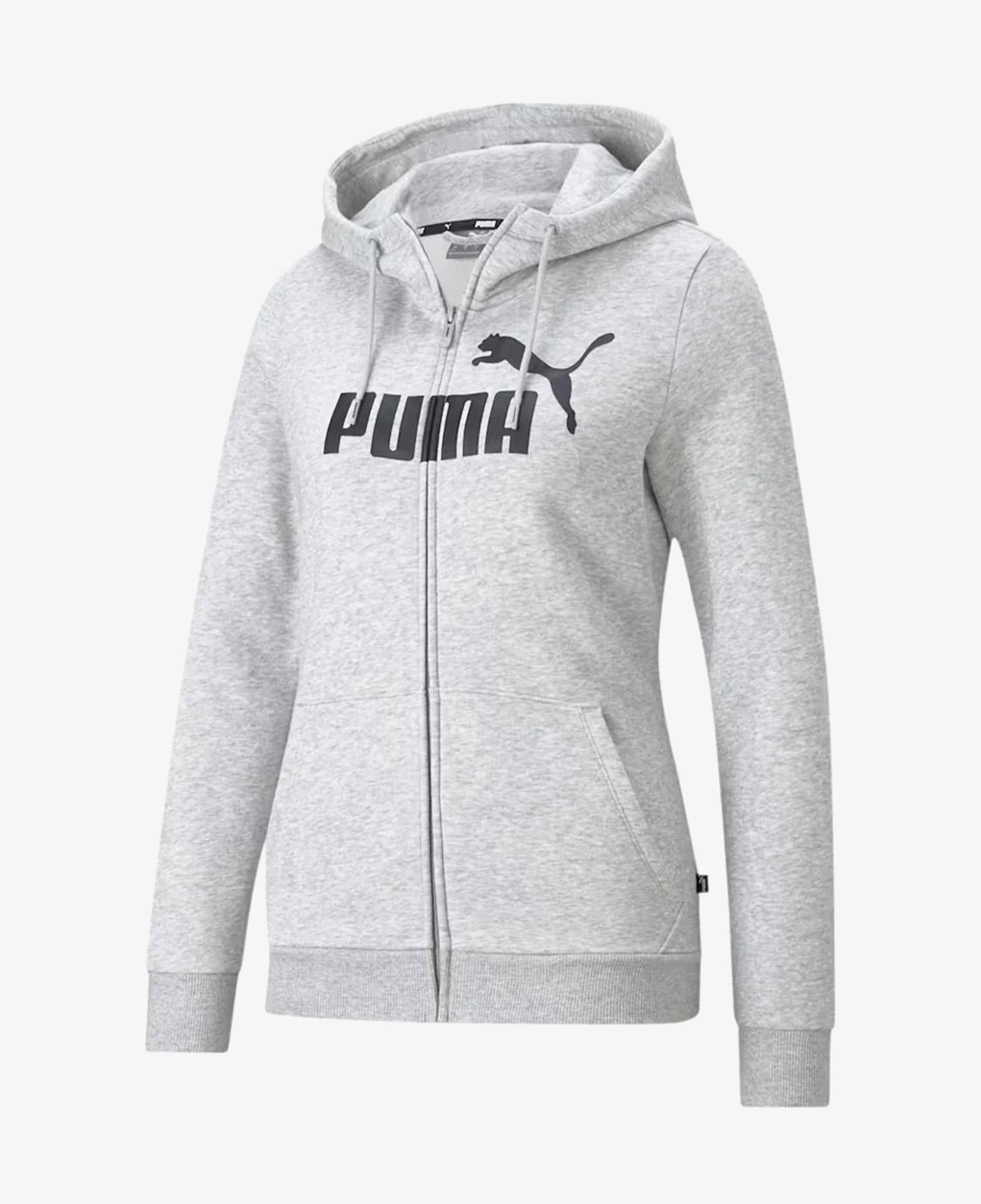 Puma Essentials Logo Full Zip Kadın Gri Sweatshirt